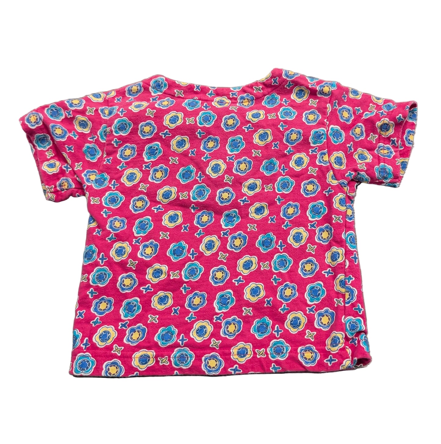 90's Youth AOP Colorful Print 2 Button Polo Style Girls T shirt
