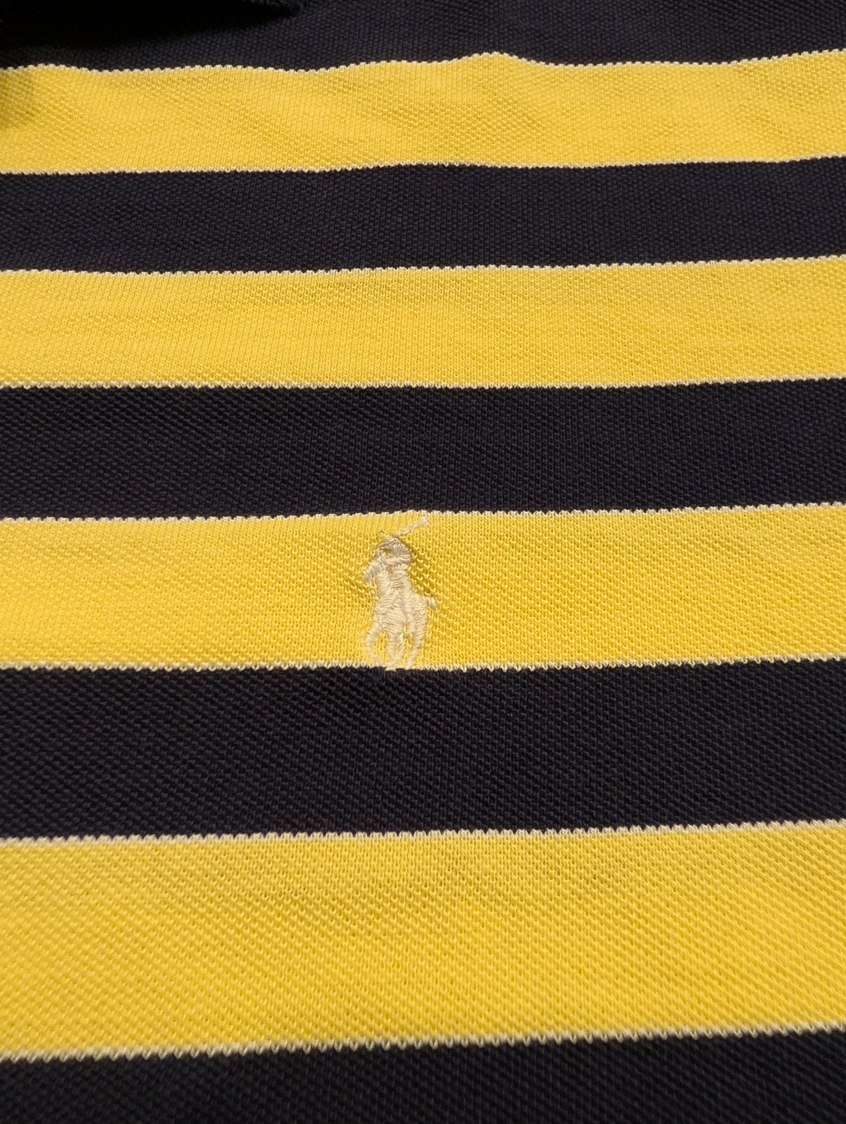 90s Ralph Lauren Polo Golf Yellow and Navy Striped Short-Sleeve Shirt