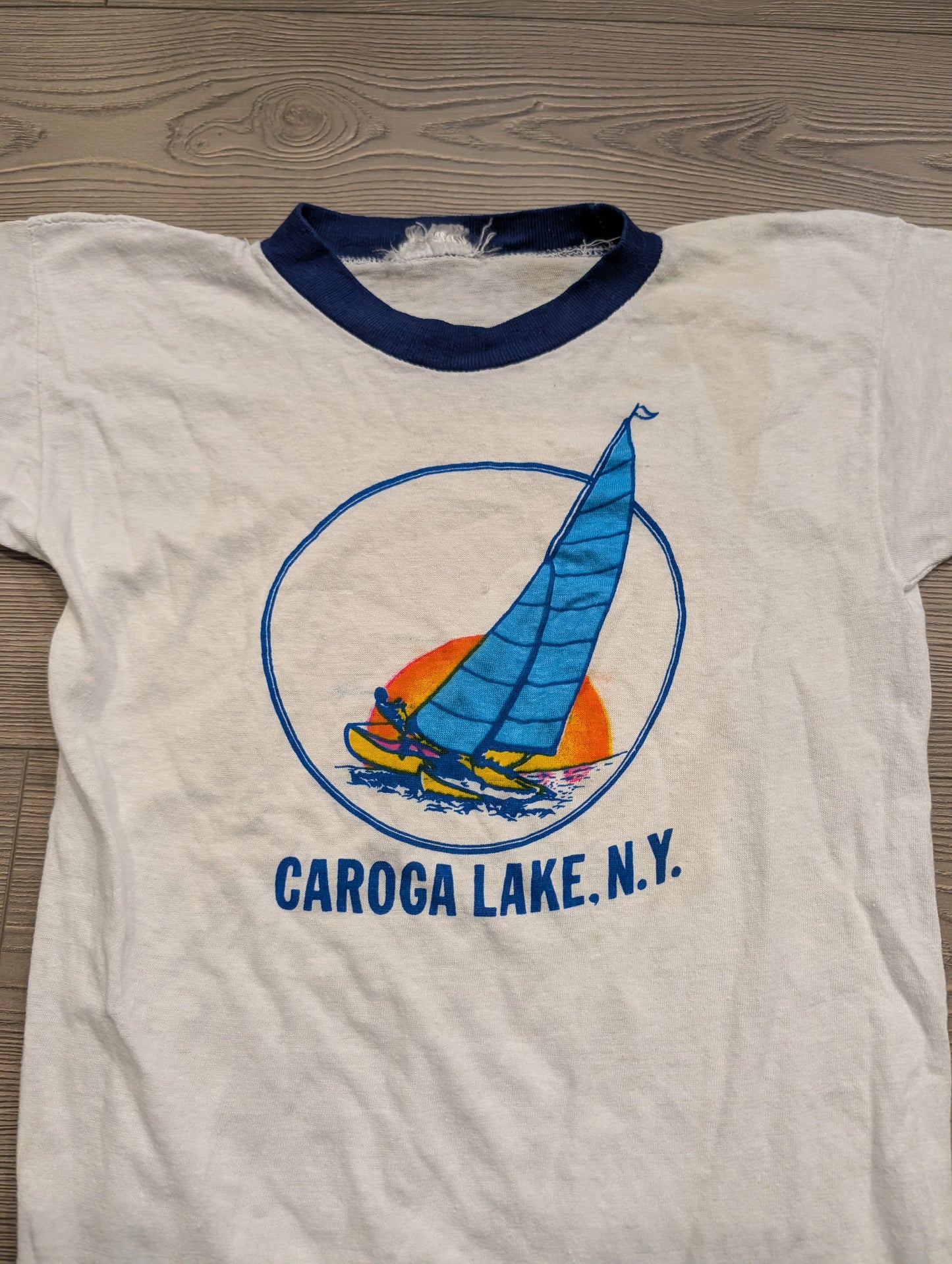 70's Caroga Lake Sailboat Ringer T shirt