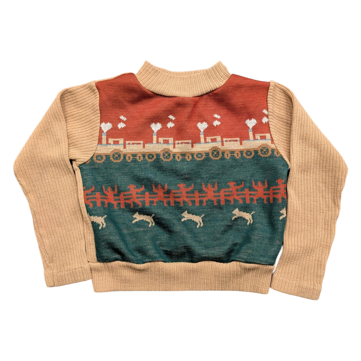 70s Youth Carters Train and Farm Long Sleeve Mock Neck Shirt