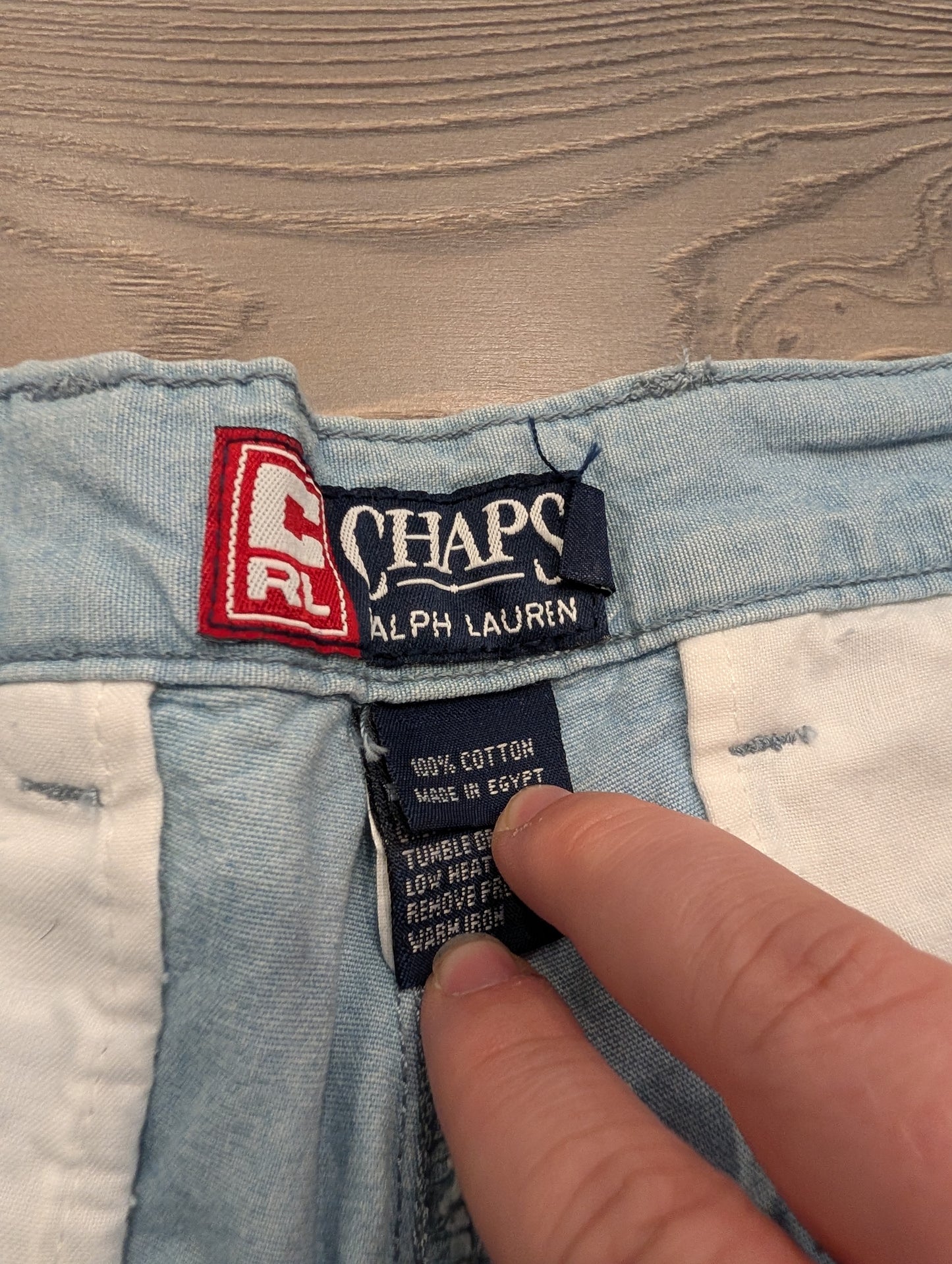 90s/Y2K Ralph Lauren Chaps Long Pleated Denim Cotton Shorts