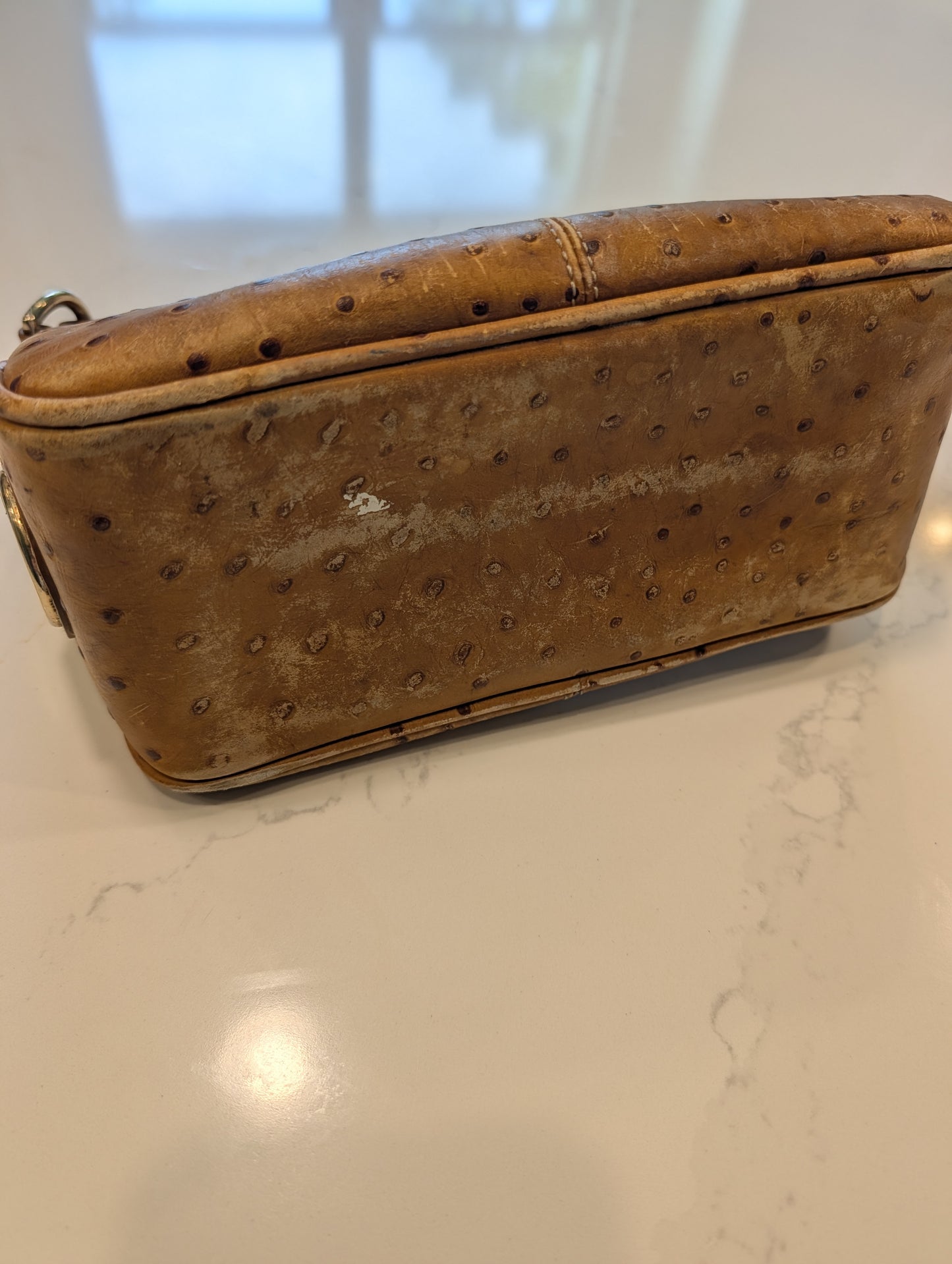 80s/90s Dooney & Bourke Honey Color Ostrich- Embossed Shoulder Bag