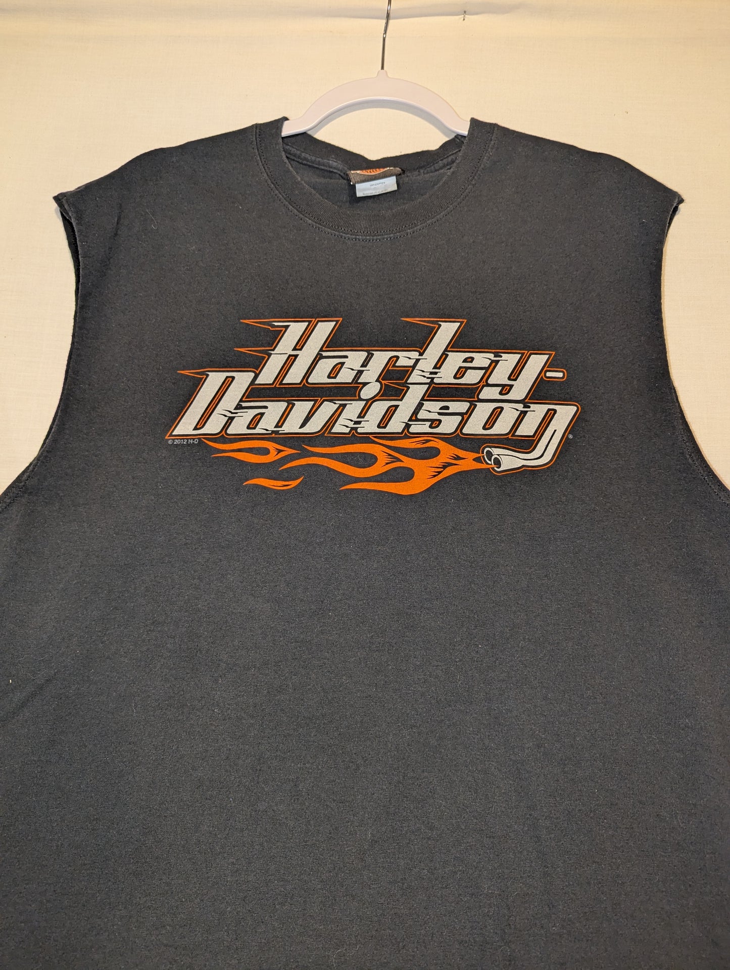 2012 Harley Davidson Flame Pipe Cut off tank top