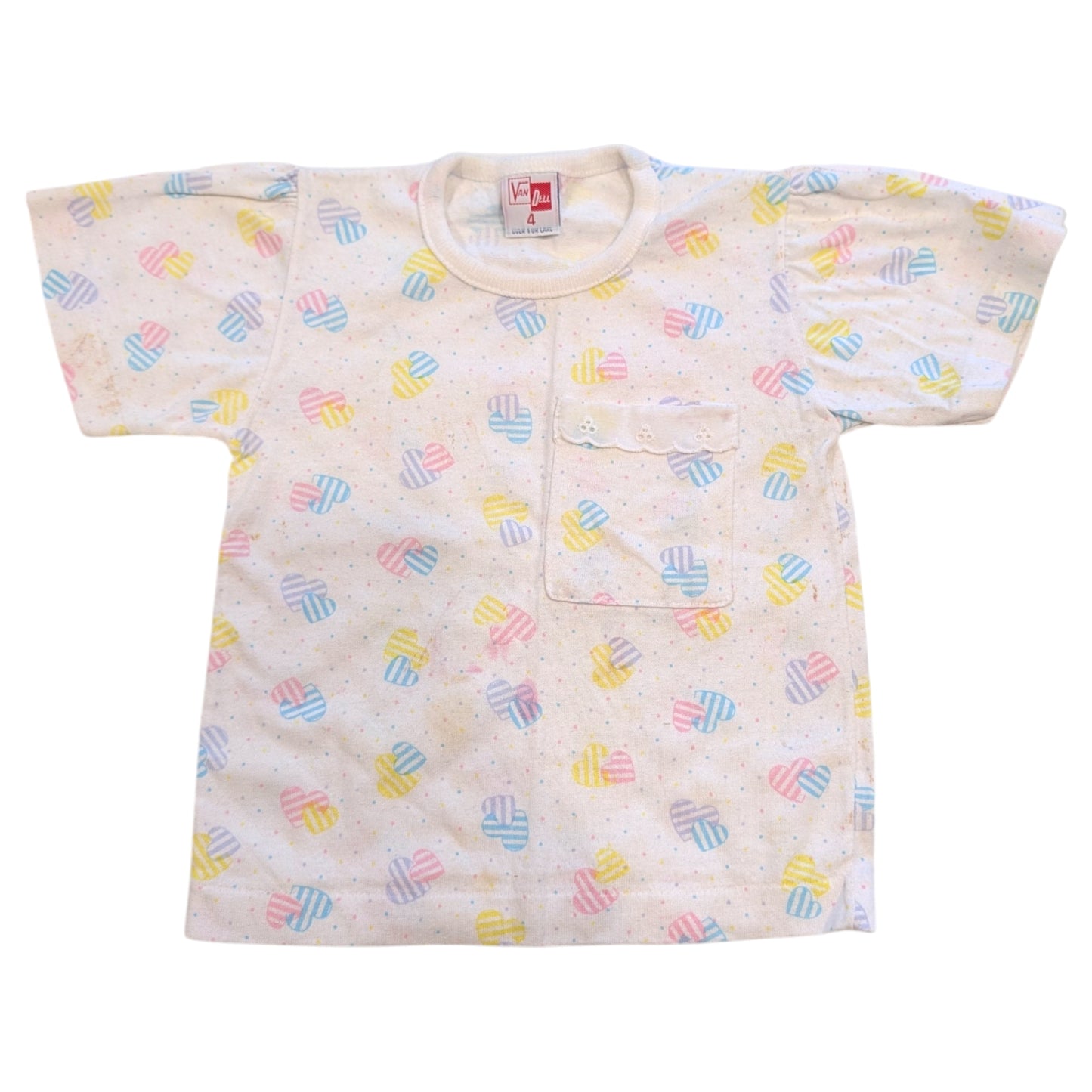80s Youth AOP Pastel Colored Hearts T shirt