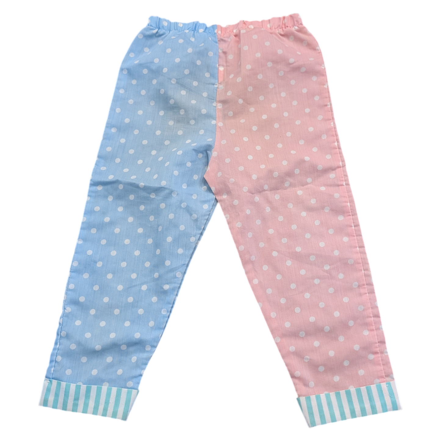 70's/80's Youth Pink and Blue polka dotted cuffed pants