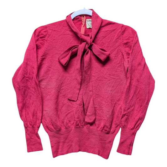 1960s B. Altman Ribbon Tie Women's Blouse Shirt