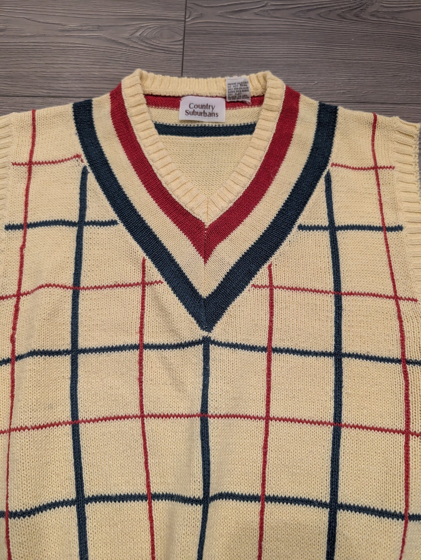 80's Yellow V Neck Sweater Vest