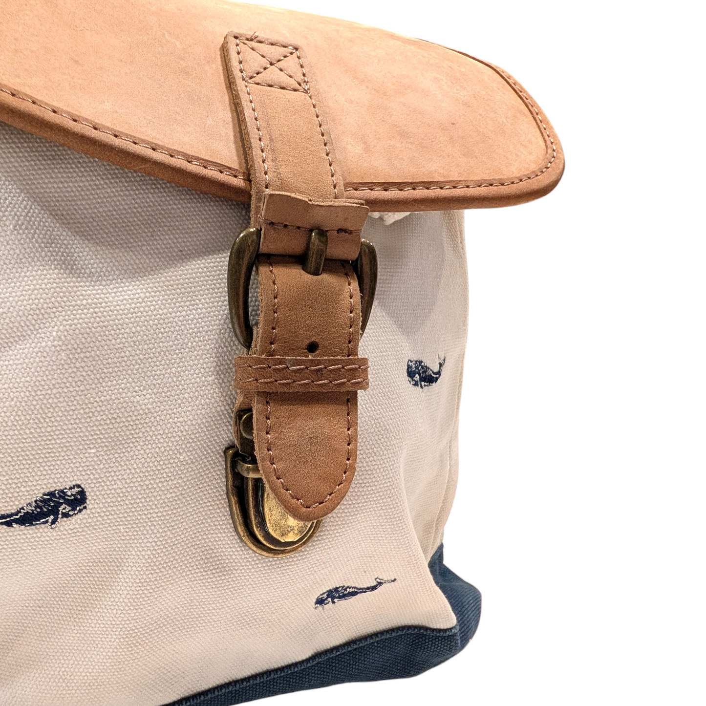 90's LL Bean Canvas Purse Boat & Tote Backpack with AOP Embroidered Whales