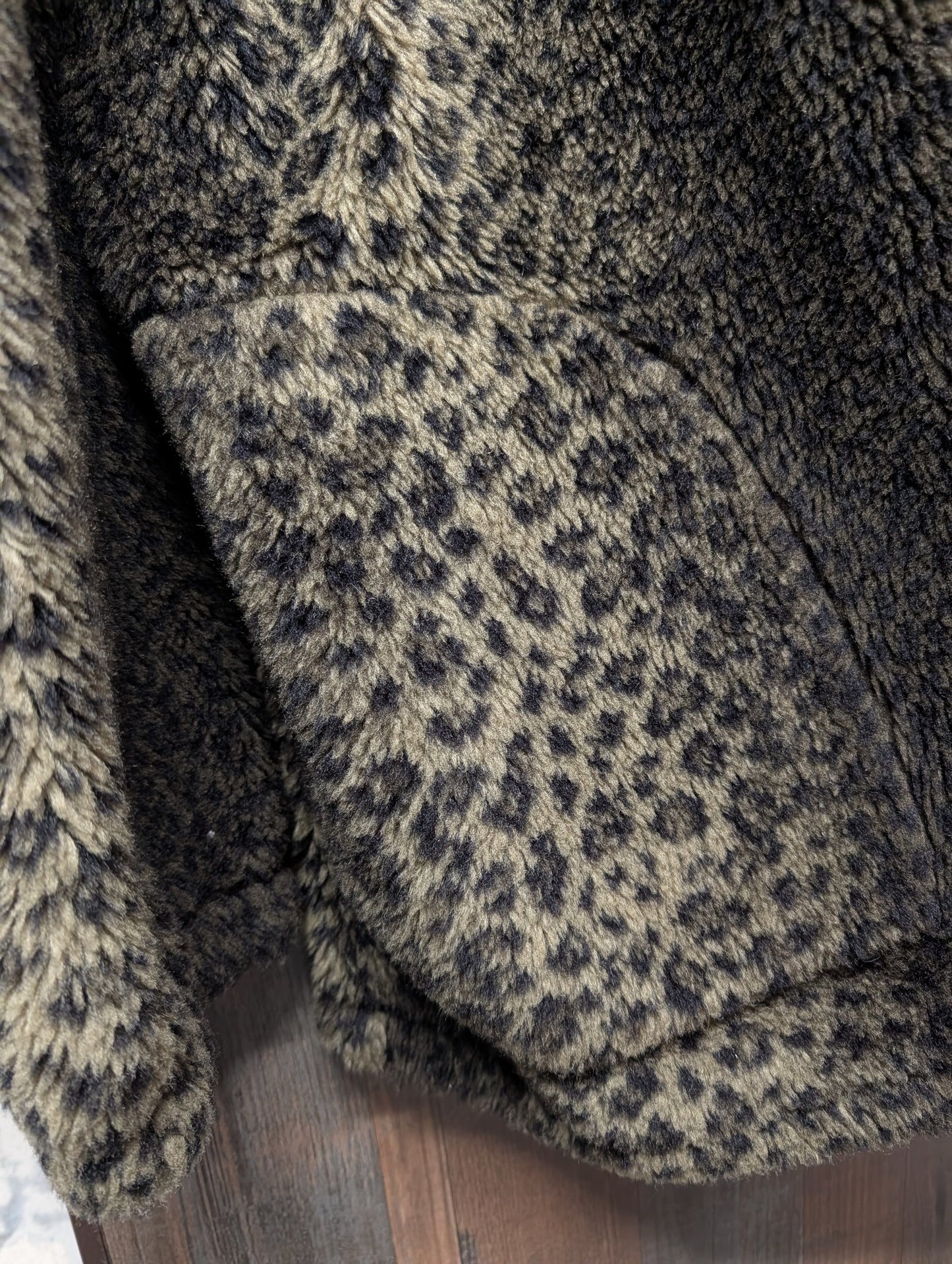 90s Adrian Jordan Leopard Print Fleece Zip Up Jacket