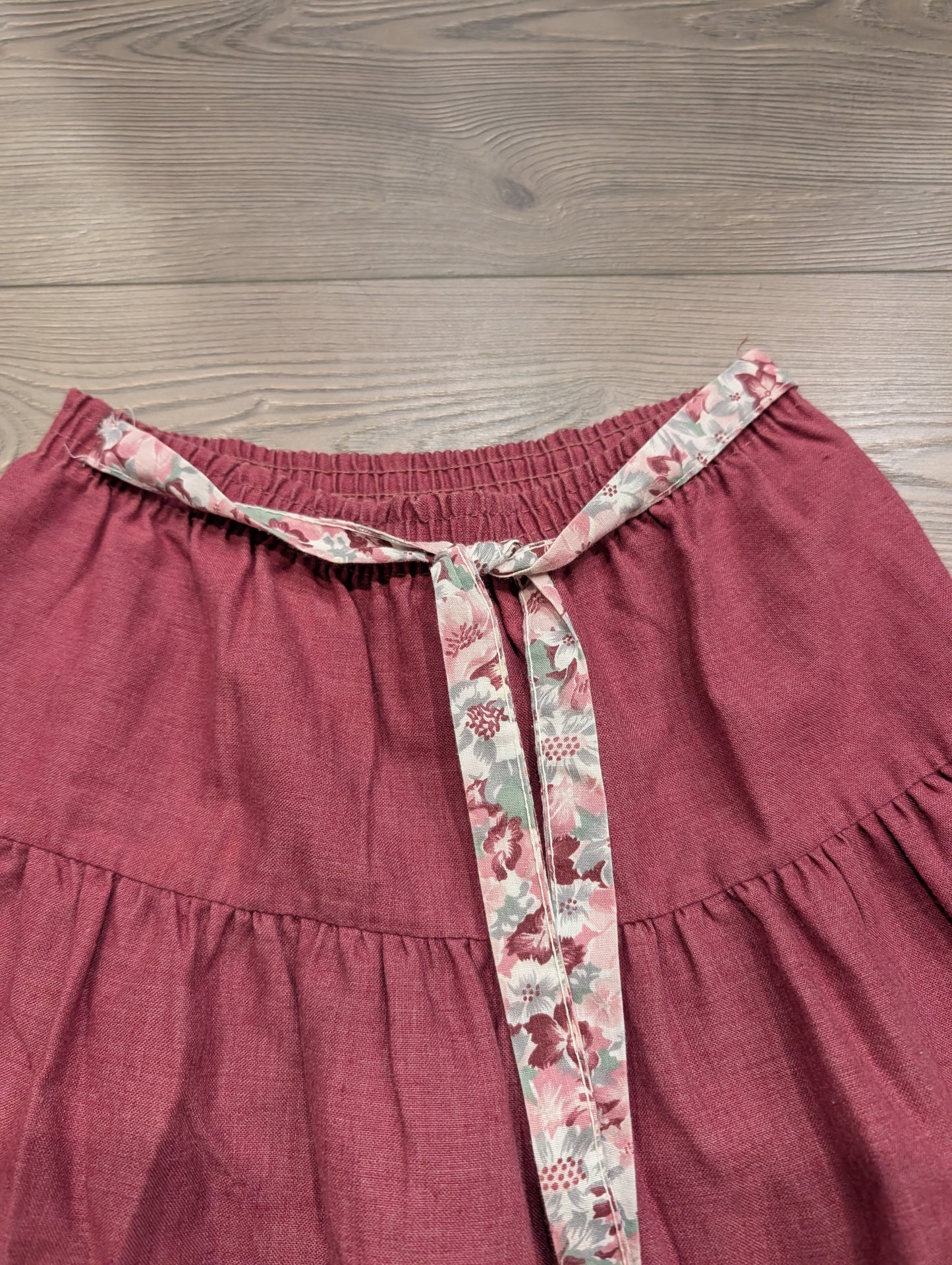 Youth 90's Ruffle Long Skirt with Decorative Flower Tie Belt