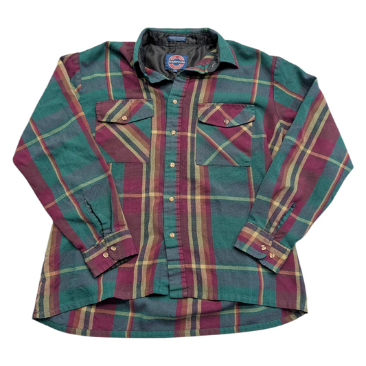 90s Green and Purple Plaid Grundge Button up Longsleeve Shirt