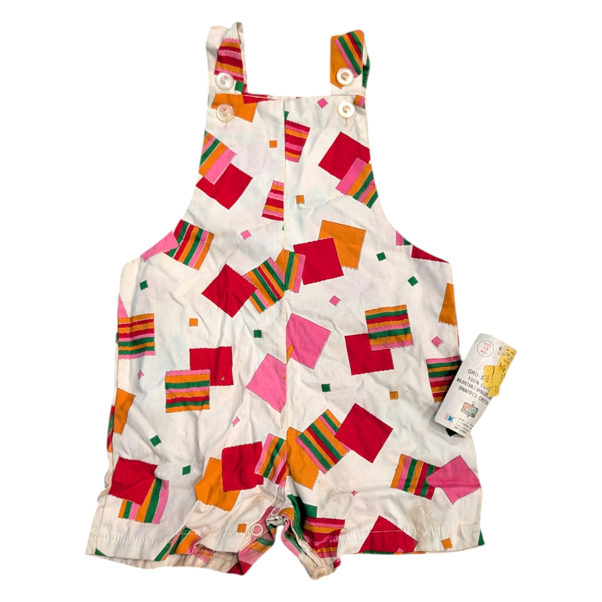 80s Youth NWT AOP Geometric Shape Patterned Overall One Piece