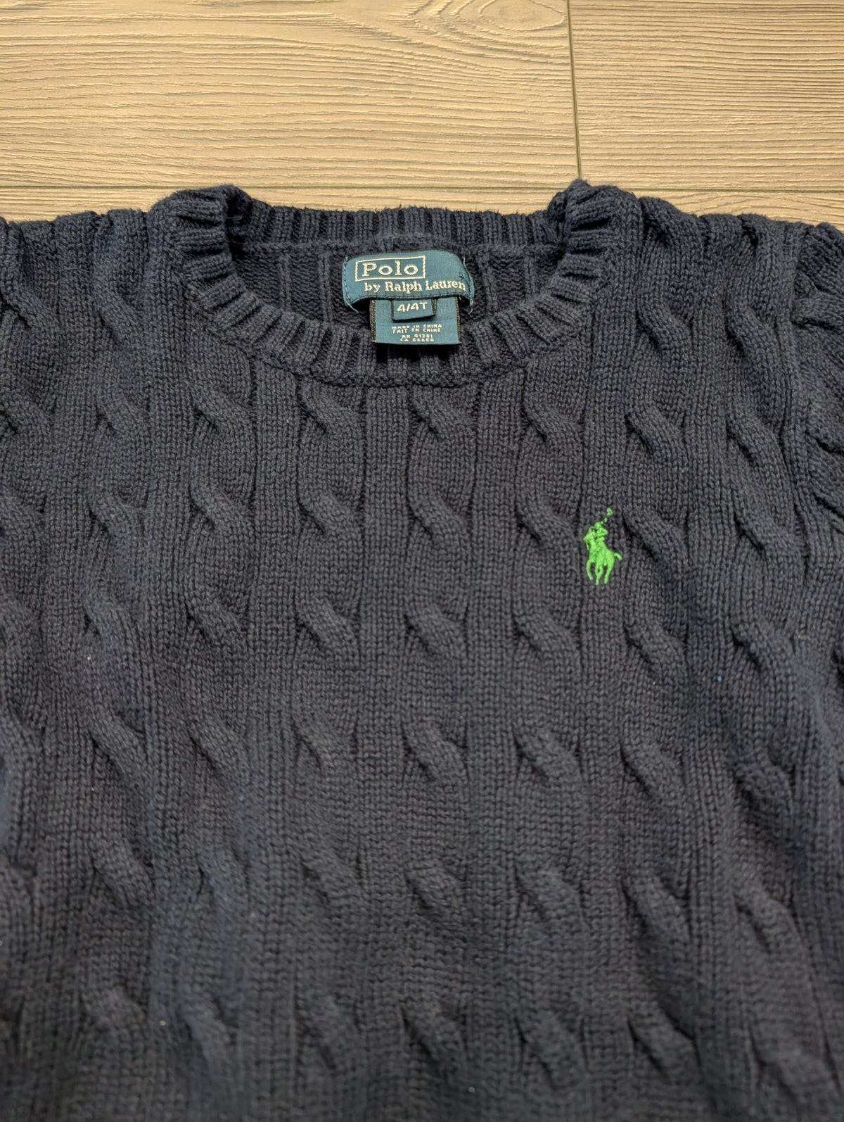 Youth Polo By Ralph Lauren Navy Cable Knit Crewneck Sweater