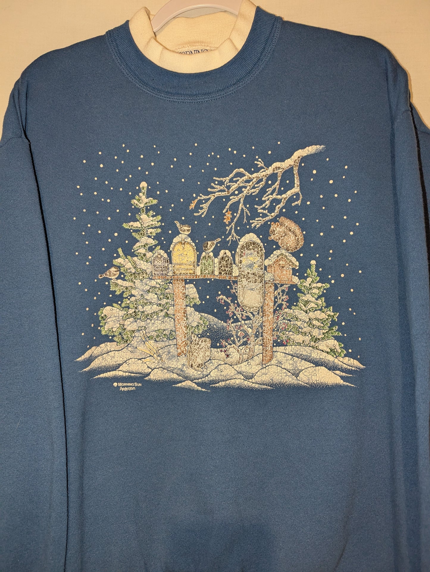 80s Morning Sun Winter snow scene crewneck sweatshirt