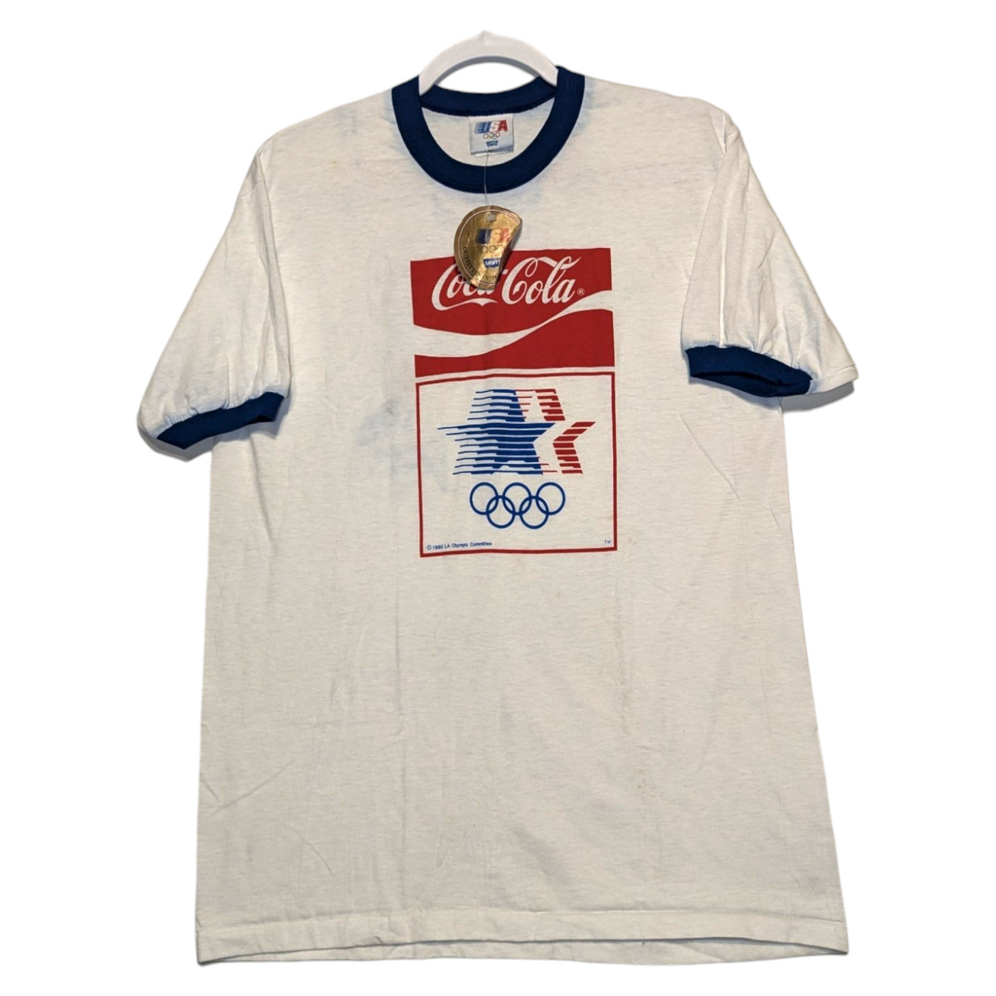 1980 USA Coca Cola Olympic ringer t shirt