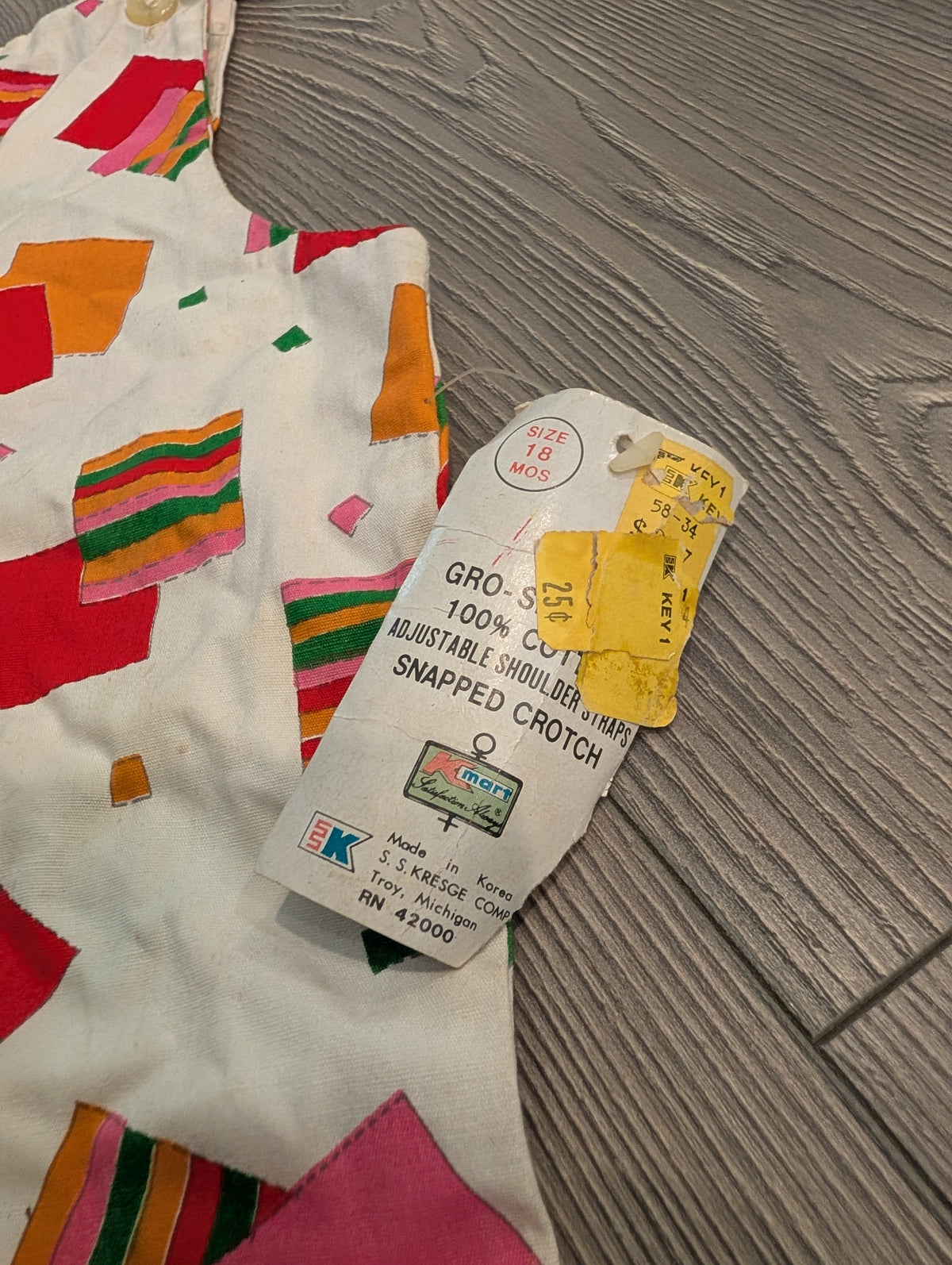 80s Youth NWT AOP Geometric Shape Patterned Overall One Piece