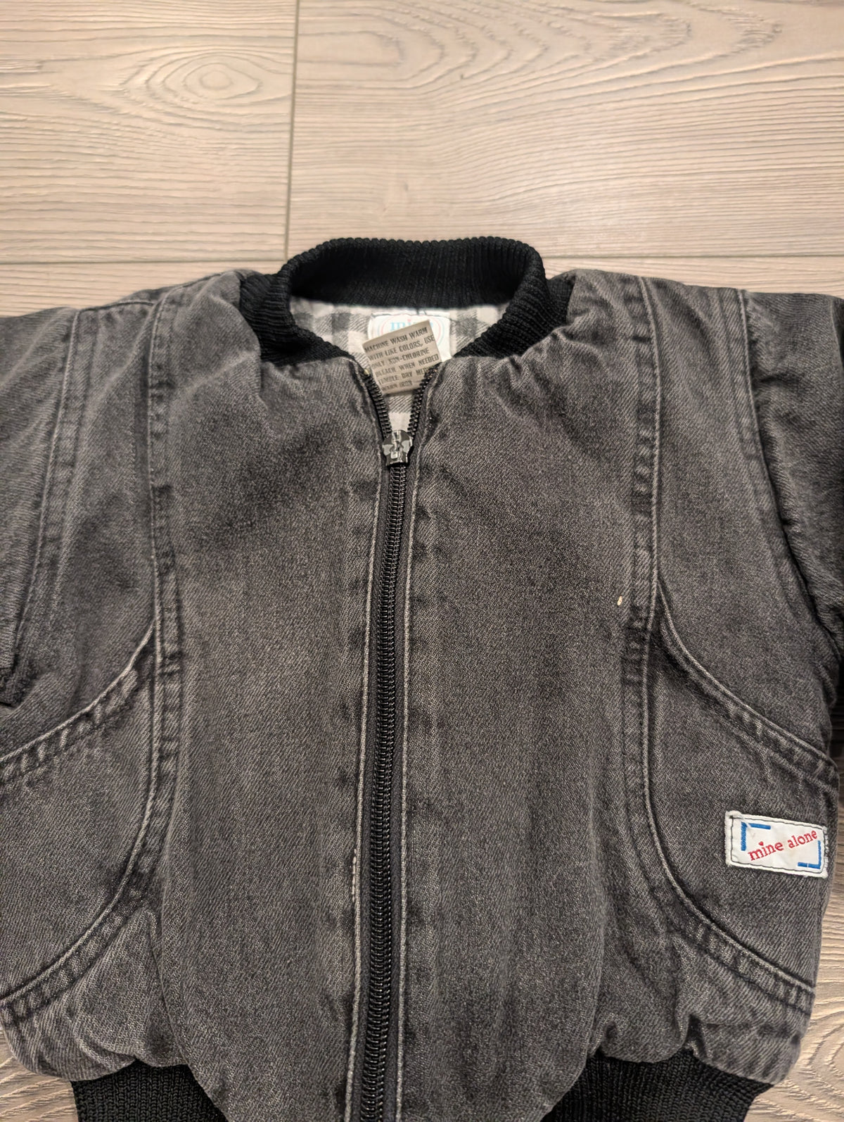 1988 Youth Stone Washed Black Denim Bomber Jacket