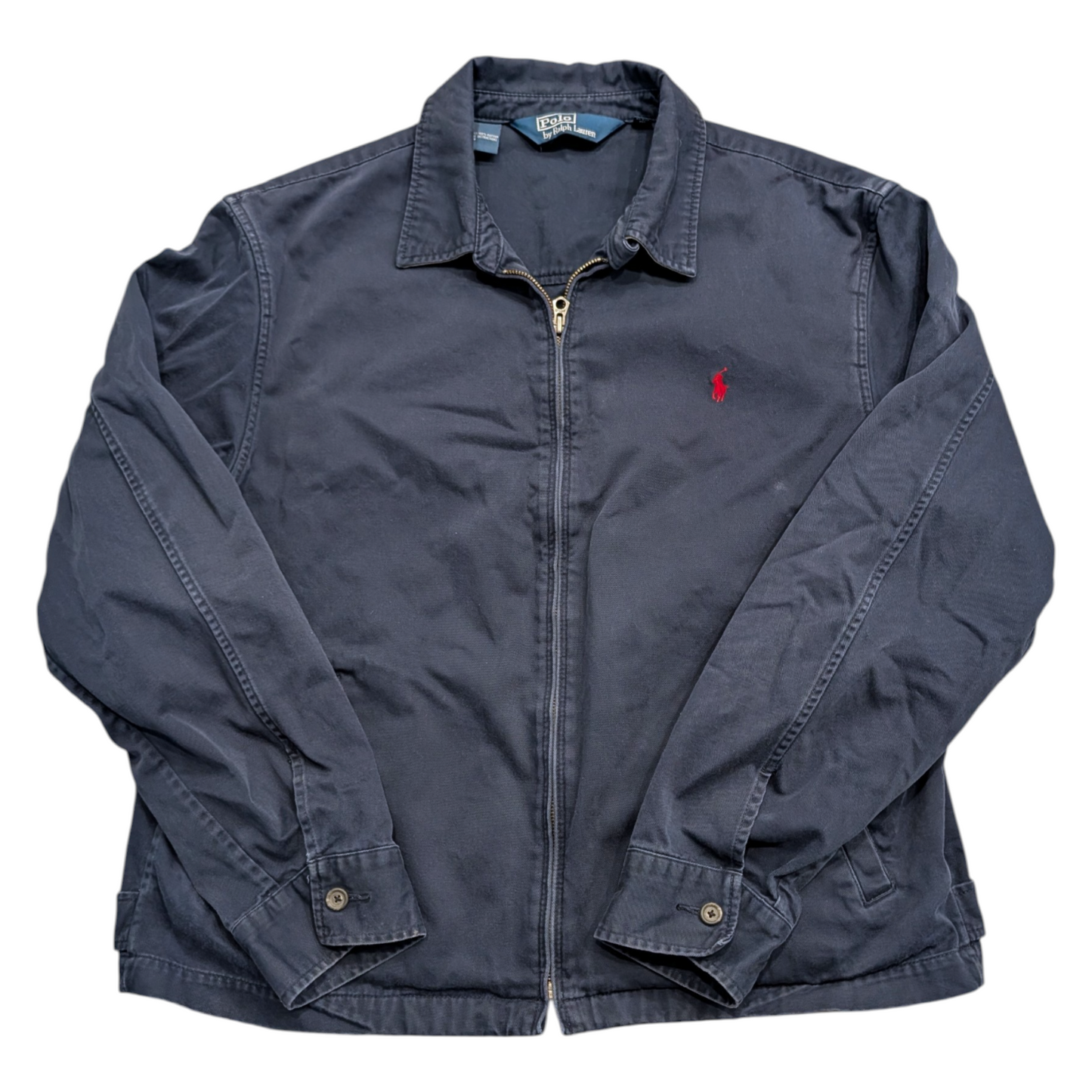 90s Polo Ralph Lauren Men's Navy Harrington Mid Length Jacket