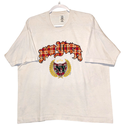 90s New York City plaid Locaiton t shirt