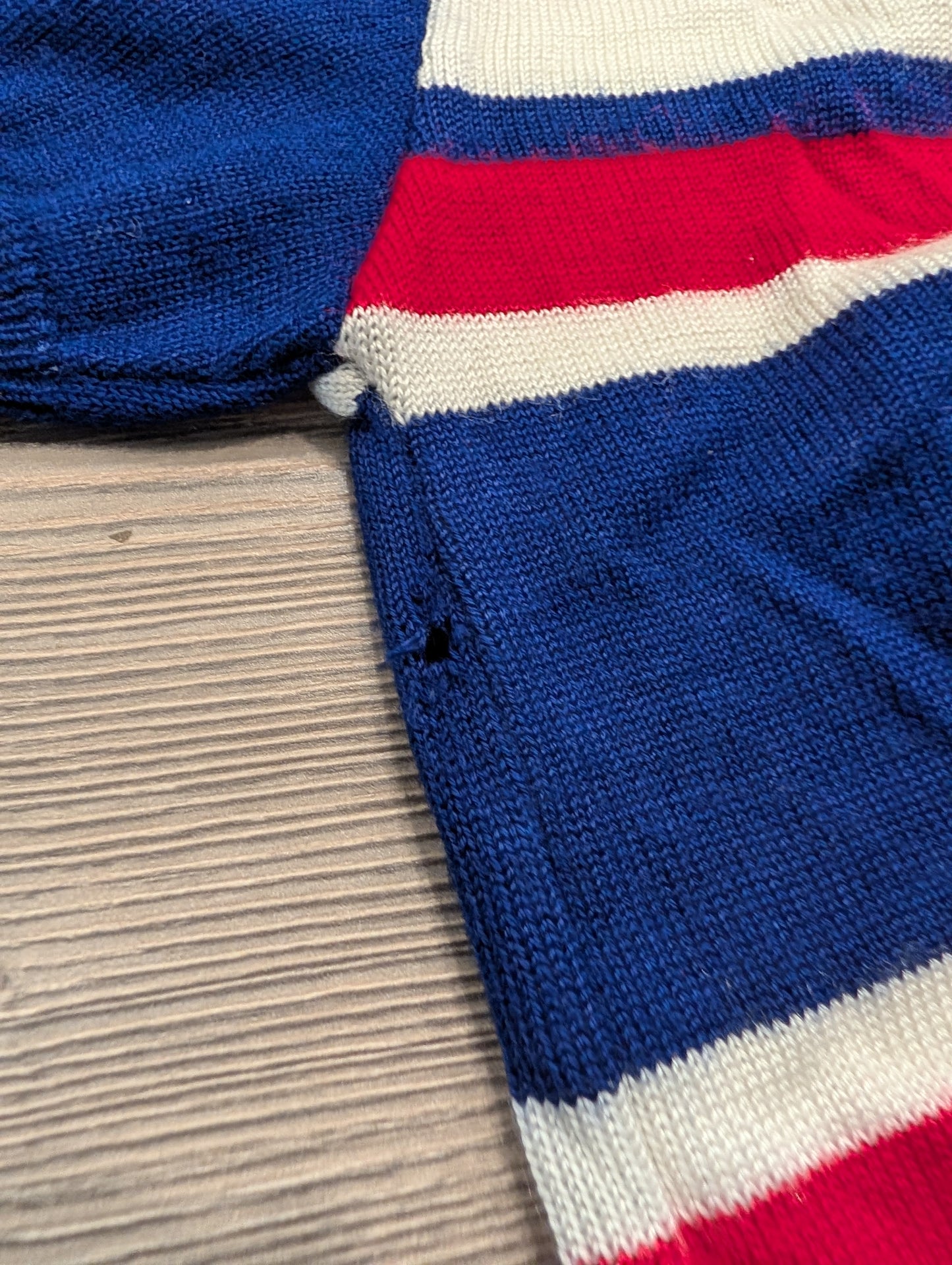 70s Youth Red White and Blue Striped Short Sleeve Knit Shirt