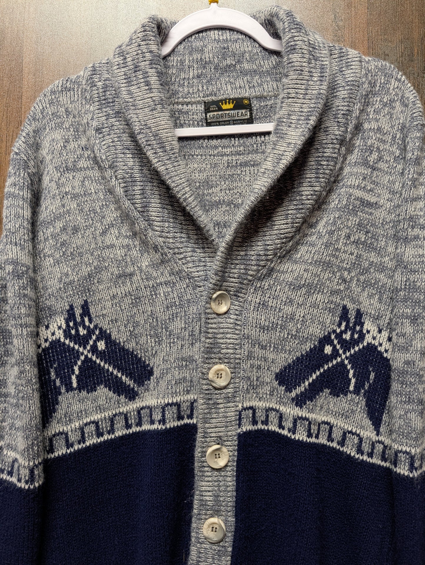 80s / 90s Sportswear Horse Knit Cardigan Sweater