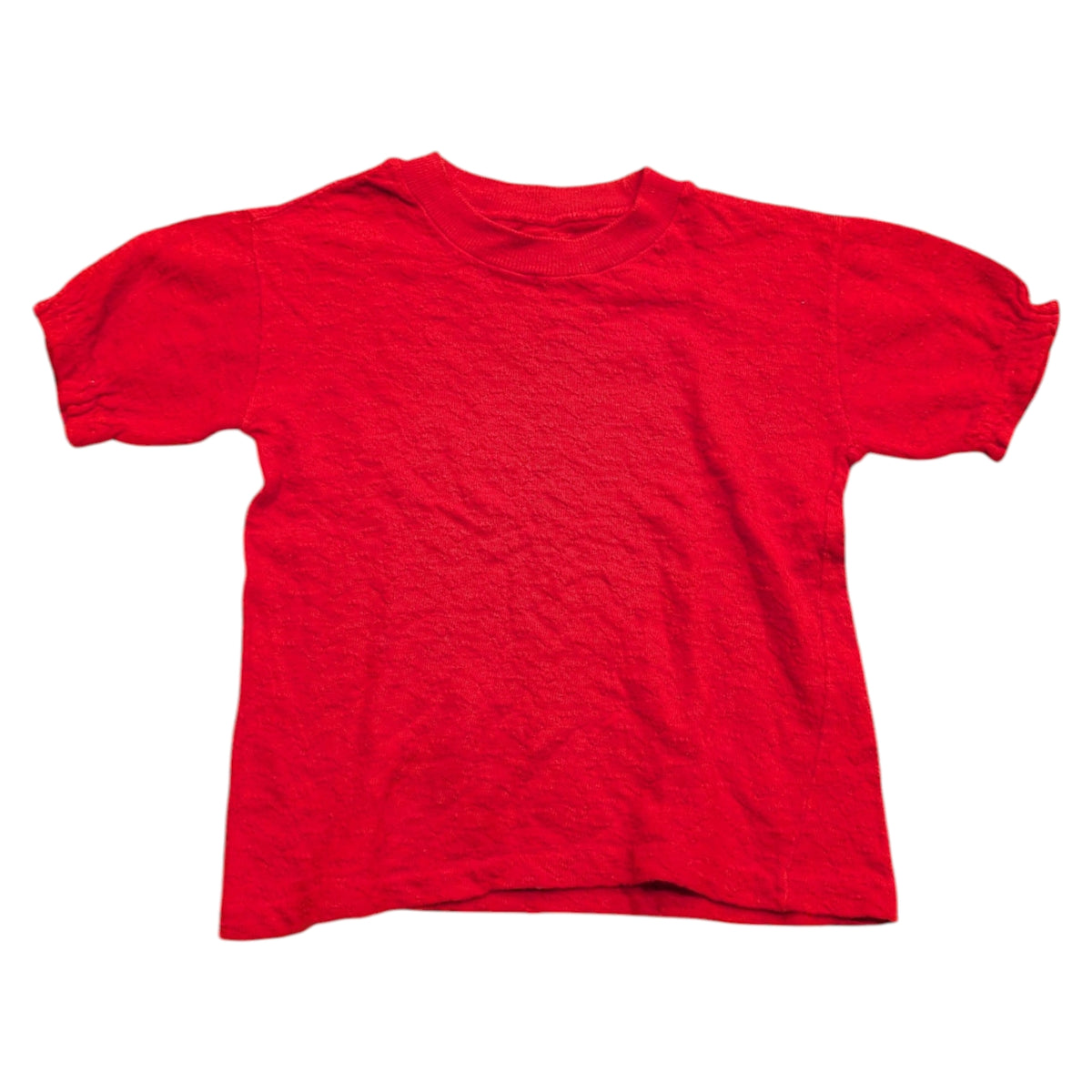 60s/70s Youth Solid Red Textured Short Sleeve T Shirt
