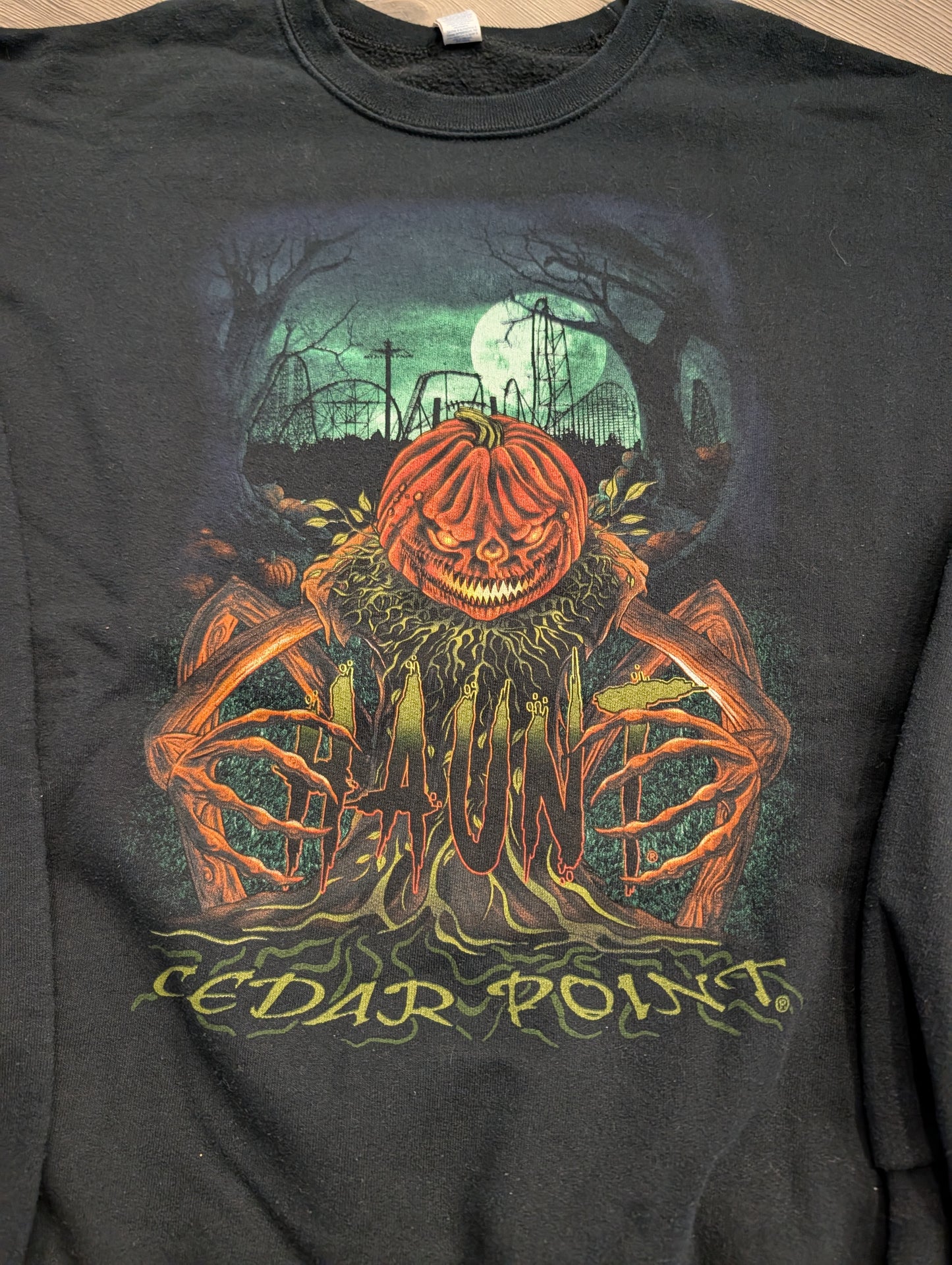 Modern Cedar Point Haunt with Evil Pumpkin Graphic Sweatshirt