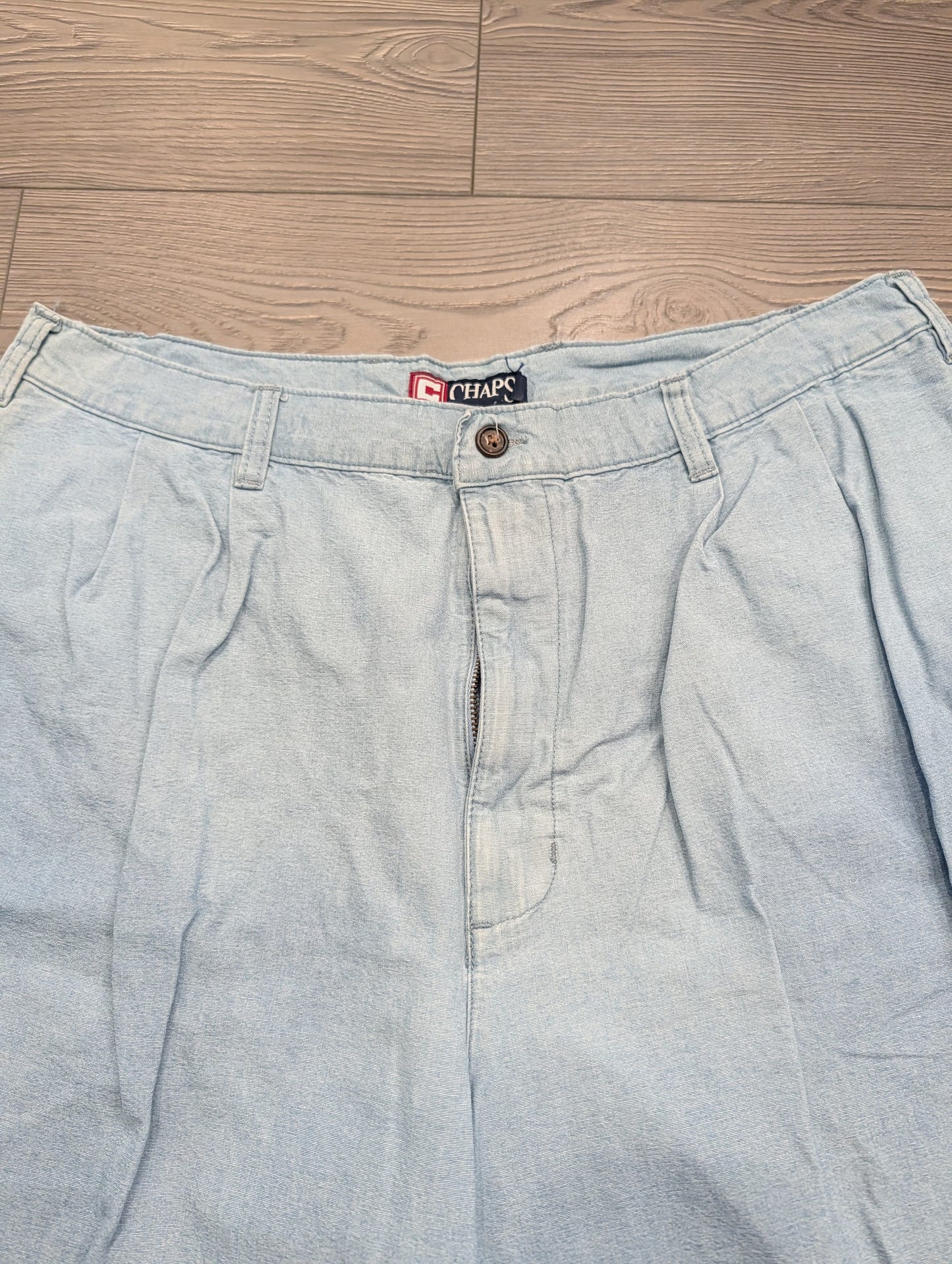 90s/Y2K Ralph Lauren Chaps Long Pleated Denim Cotton Shorts