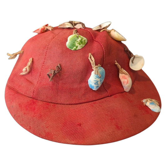 40s/50s Linen Short Brim Seashell Novelty Hat