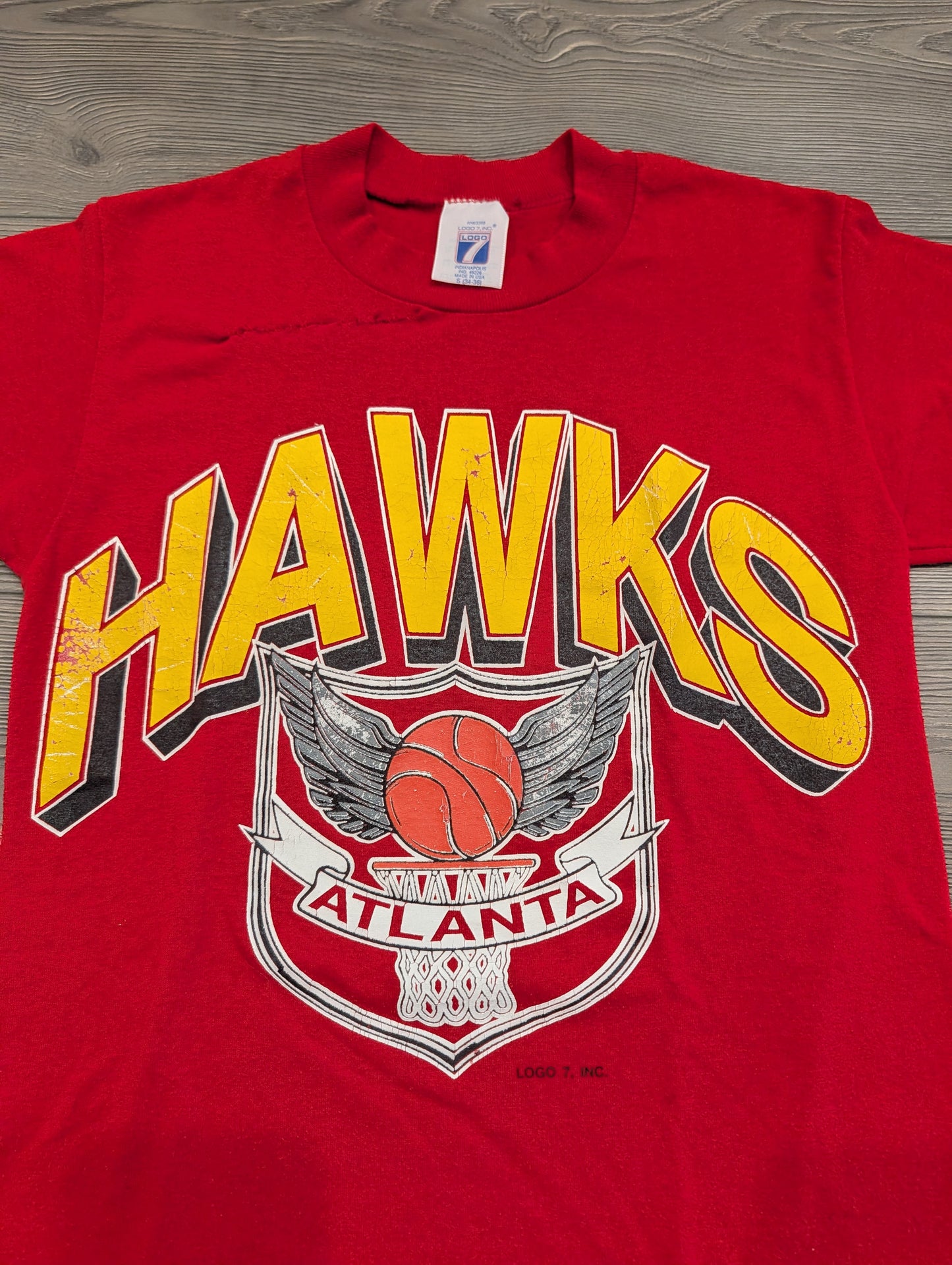 80s Logo 7 Atlanta Hawks NBA T shirt