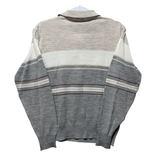70s / 80s Striped Collared Long Sleeve Polo Shirt