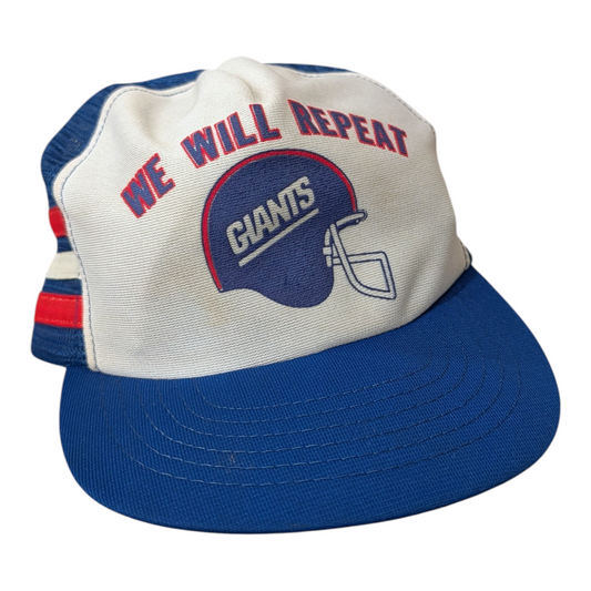 80's 3 Stripe We Will Repeat NFL Giants Snapback Hat