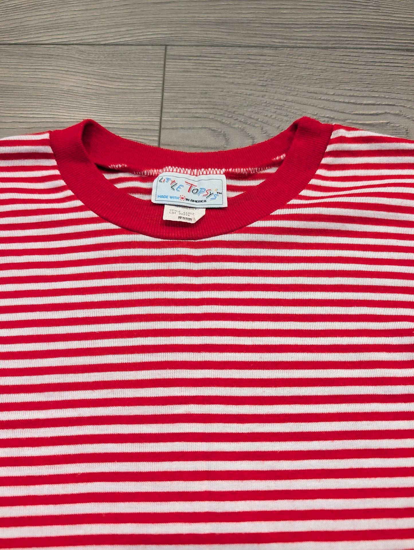 80s/90s Youth Red and White Striped Top