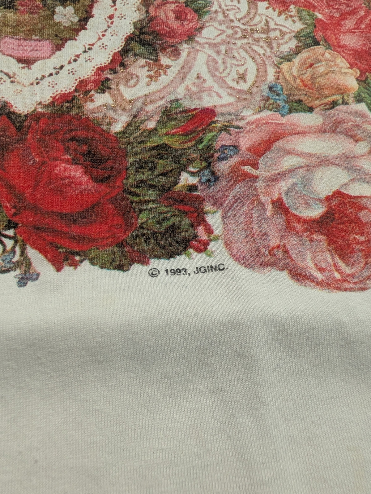 1993 Women's Large Flower Graphic Short Sleeve Granny T Shirt