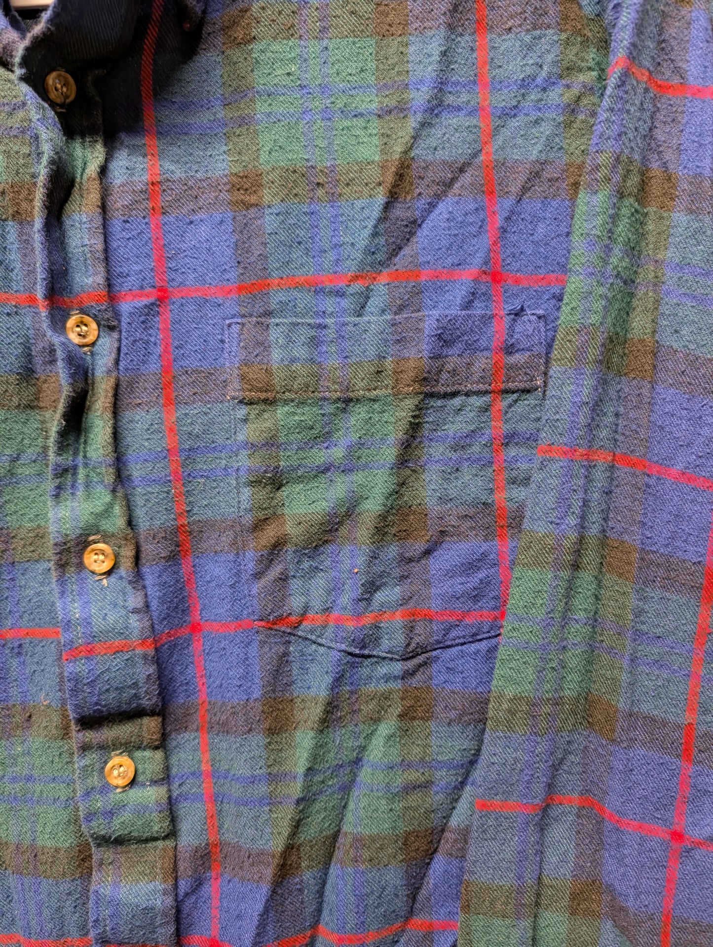 90s McCurdy's Green Blue Flannel Button Up Shirt