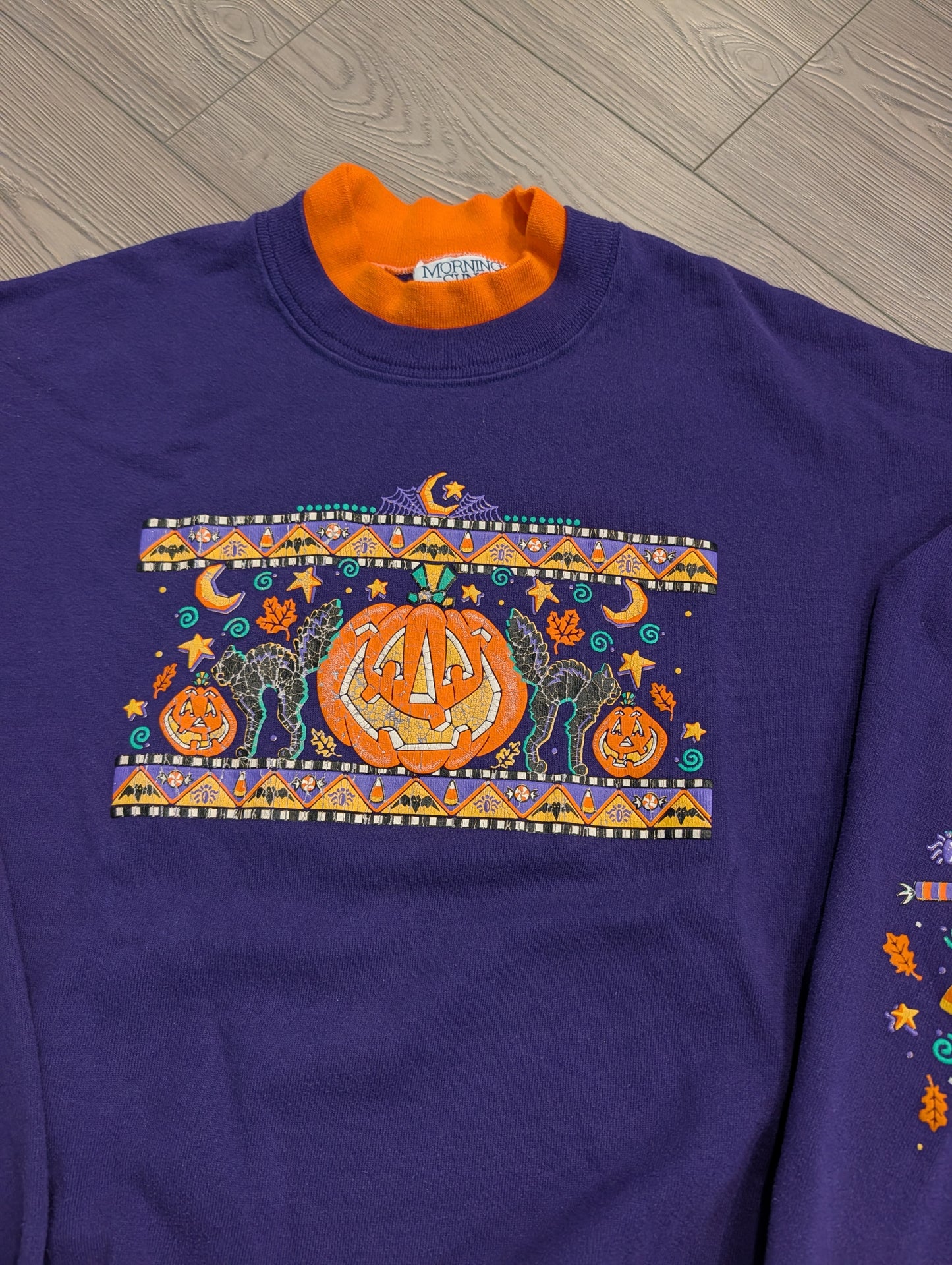 90s Women's Double Collar Halloween-themed Granny Sweatshirt