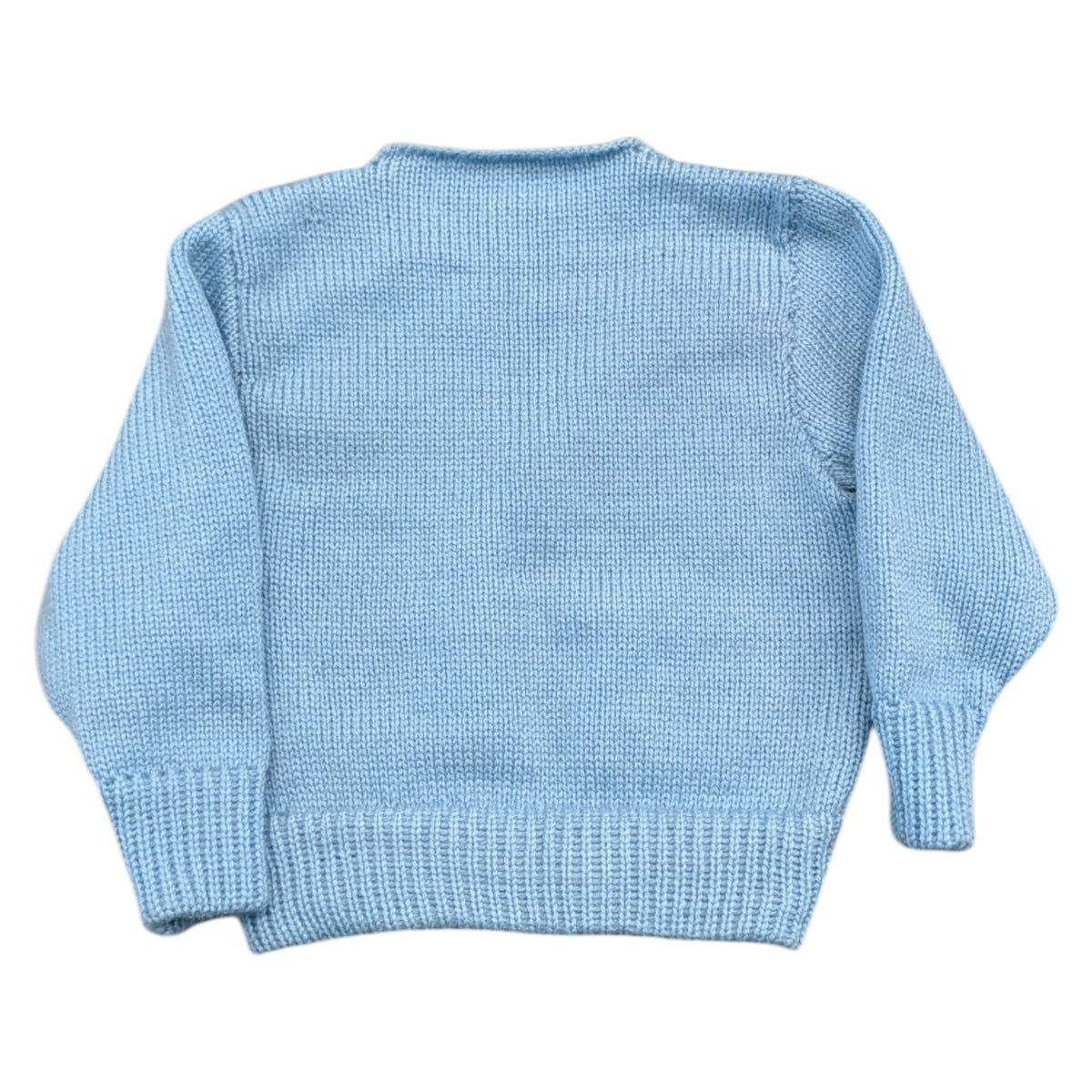 80s/90s Youth Solid Light Blue Pullover V-Neck Knit Sweater