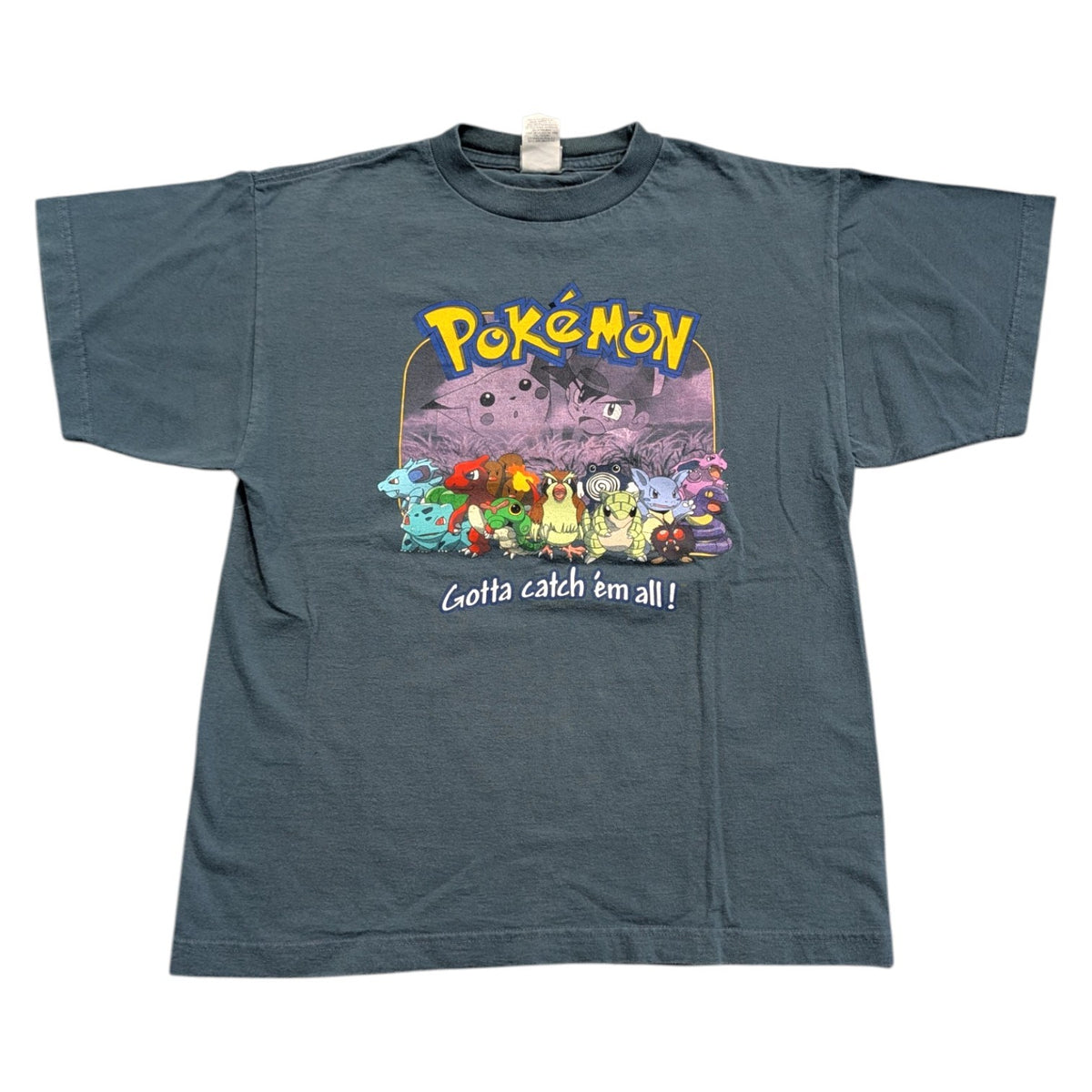 1999 Youth Pokémon Gotta Catch'em all! shadow graphic of Ash and Pikachu with Gang T-shirt