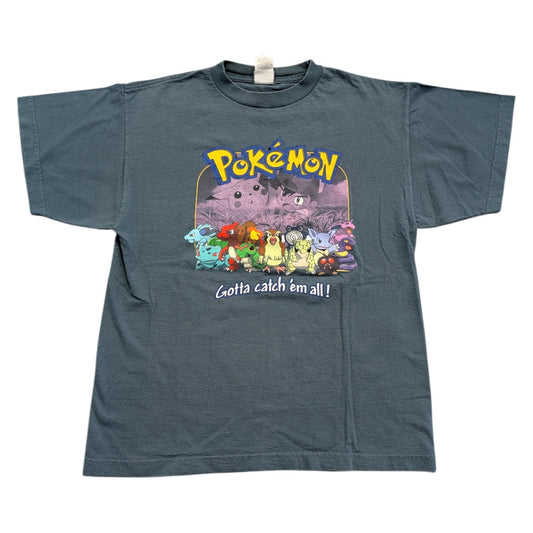 1999 Youth Pokémon Gotta Catch'em all! shadow graphic of Ash and Pikachu with Gang T-shirt