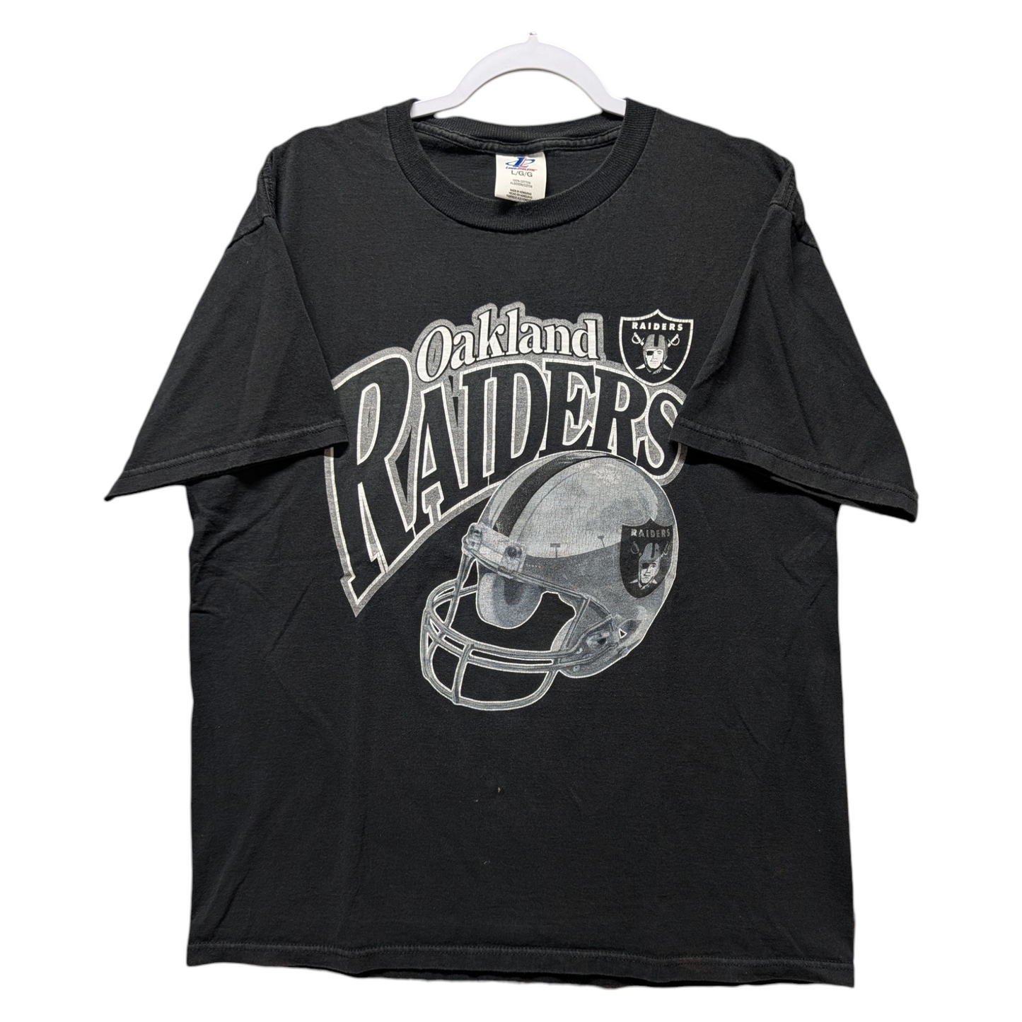 90s Oakland Raiders Logo Athletic Big Helmet NFL T shirt