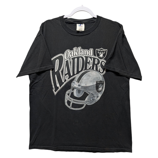 90s Oakland Raiders Logo Athletic Big Helmet NFL T shirt