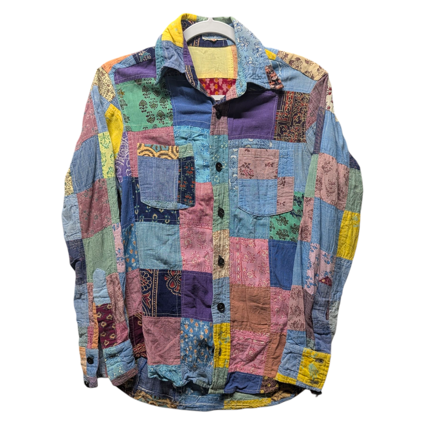 90s Unique Quilted Patchwork Design Button Up Shirt