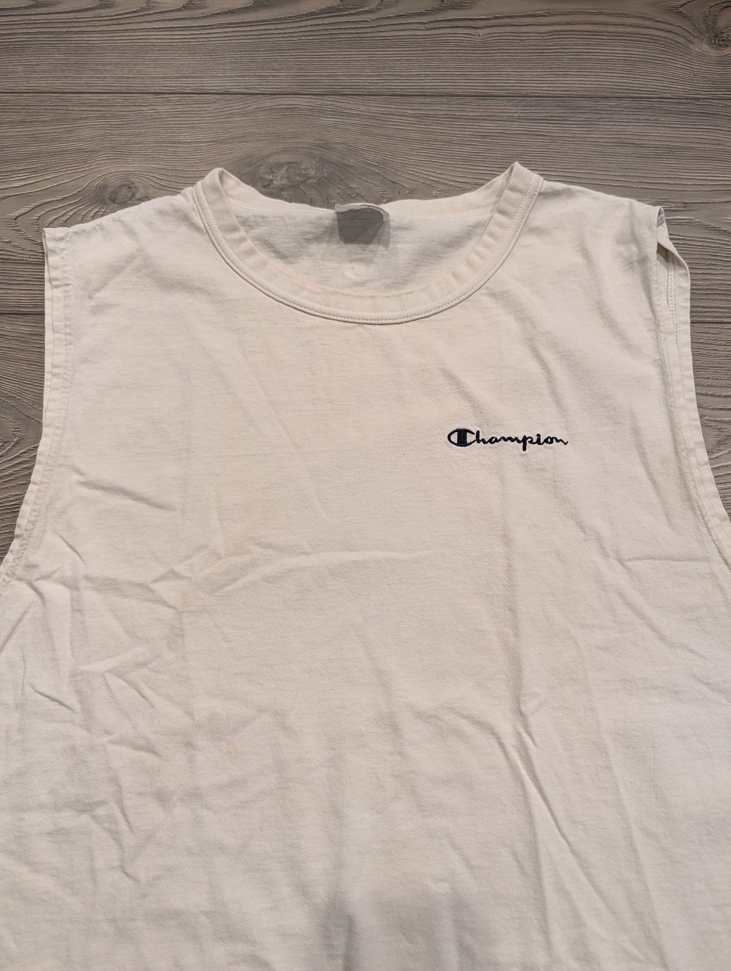 90's Champion Script Logo White Tank Top