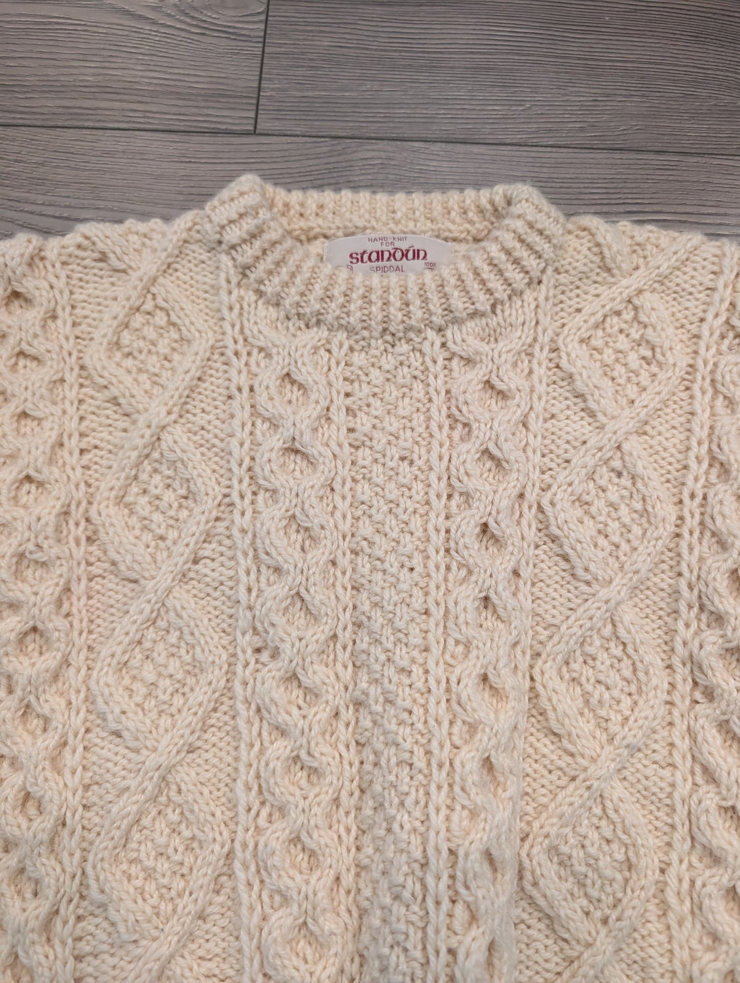 90s Youth Cream Colored Ireland Hand Knit Wool Sweater