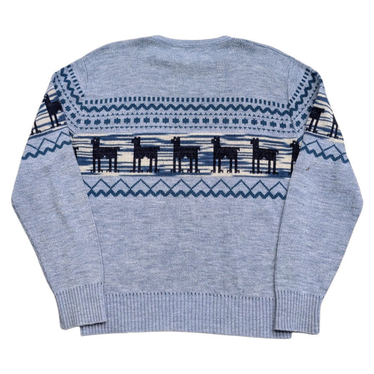 70s Alpaca Motif Knit Crewneck Sweater