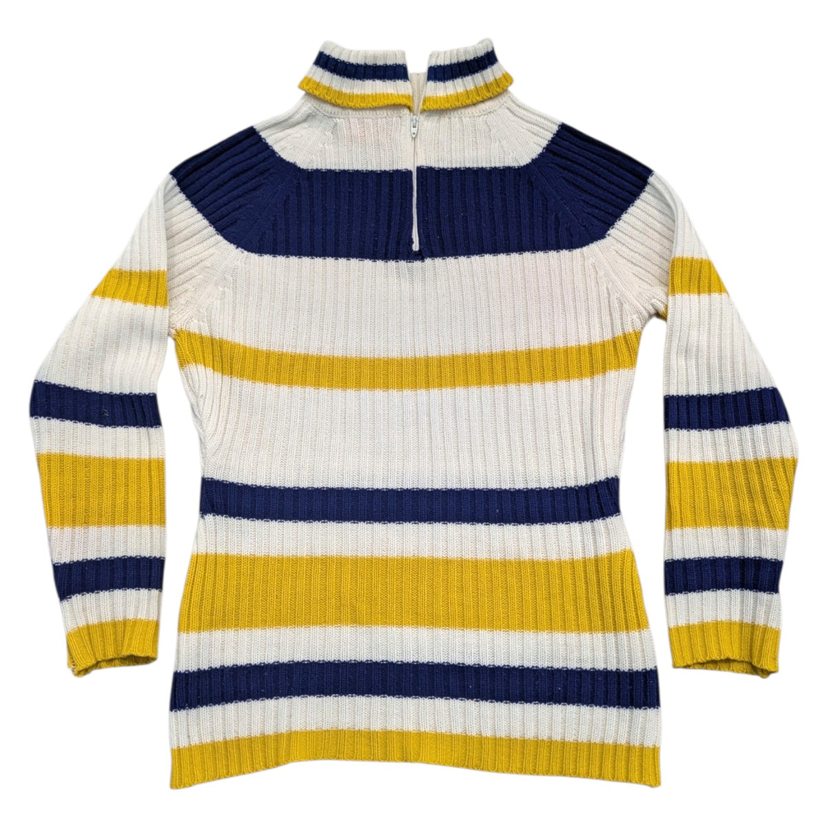 70s Striped Quarter-Zip Acrylic Knit Sweater