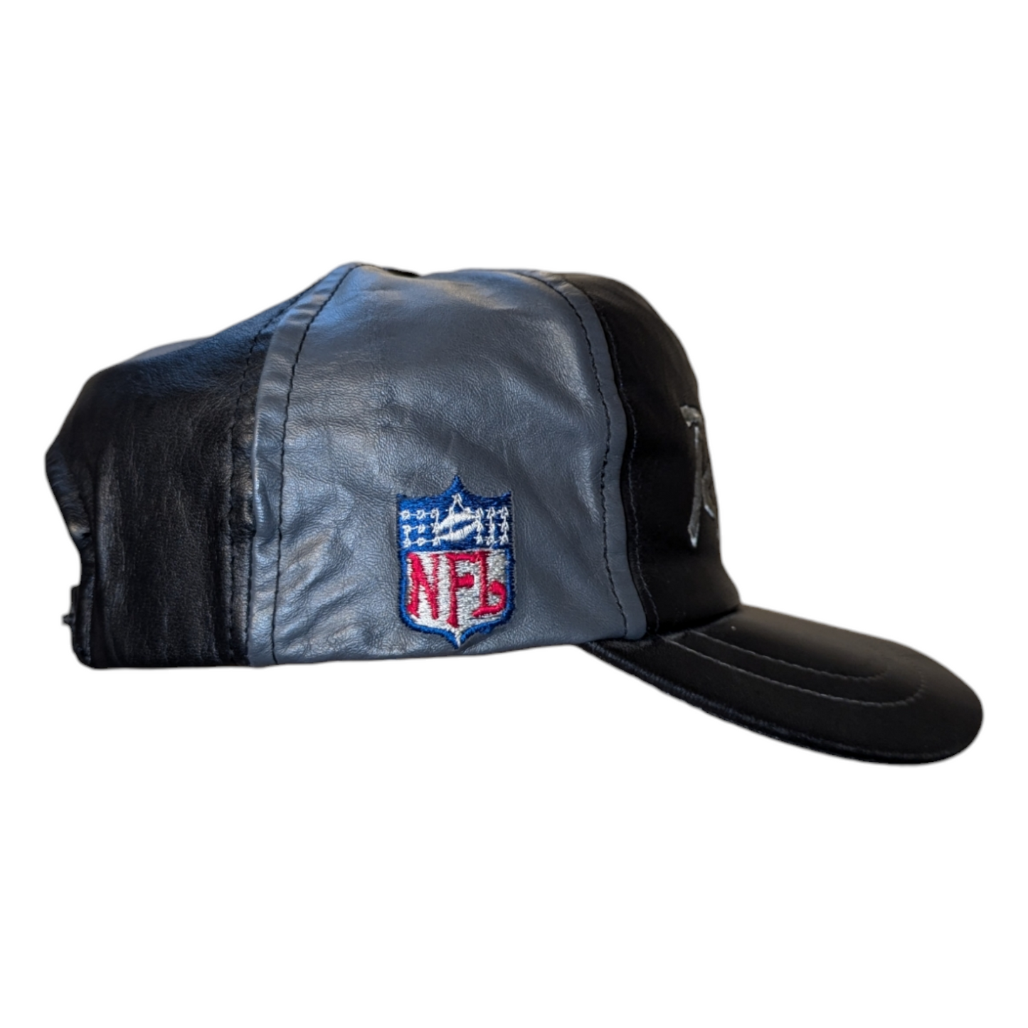 90s Leather LA Raiders Double Lined Script snapback hat