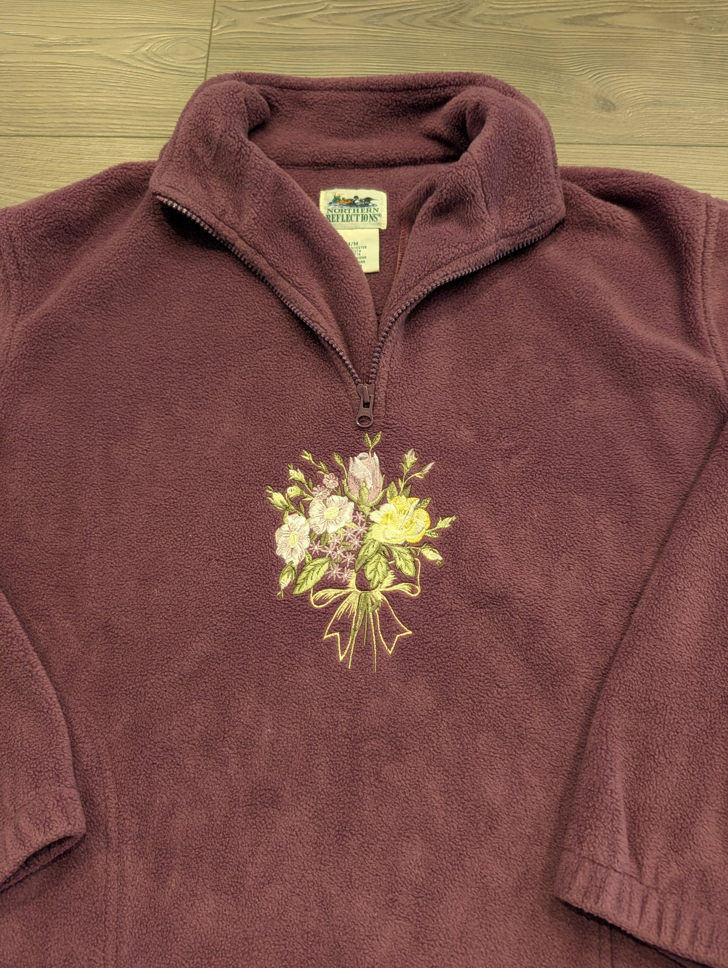 Y2K Northern Reflections Bouquet of Flower 3/4 Zip Granny Fleece