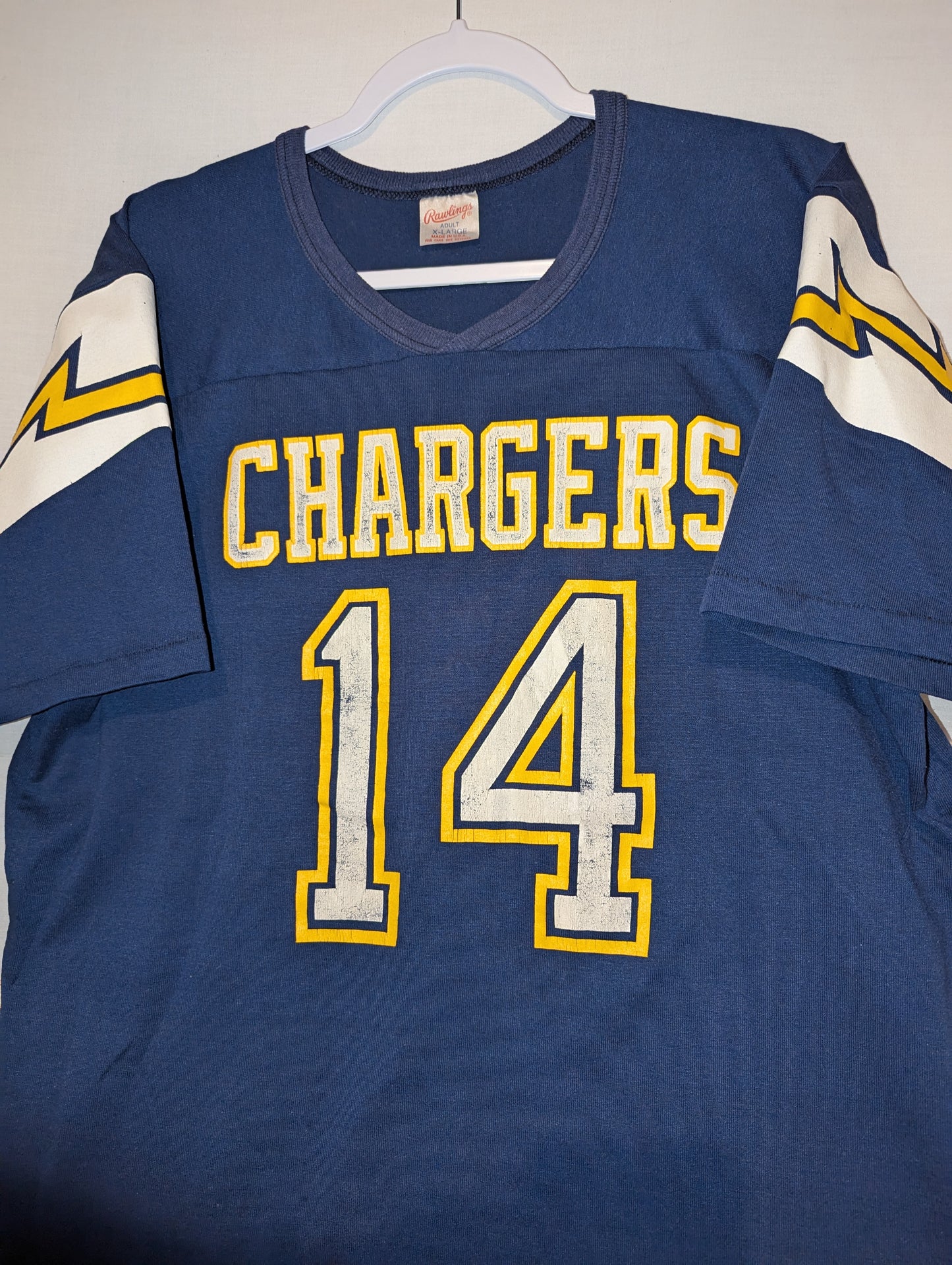 80s San Diego LA Chargers Rawlings NFL Football jersey t shirt