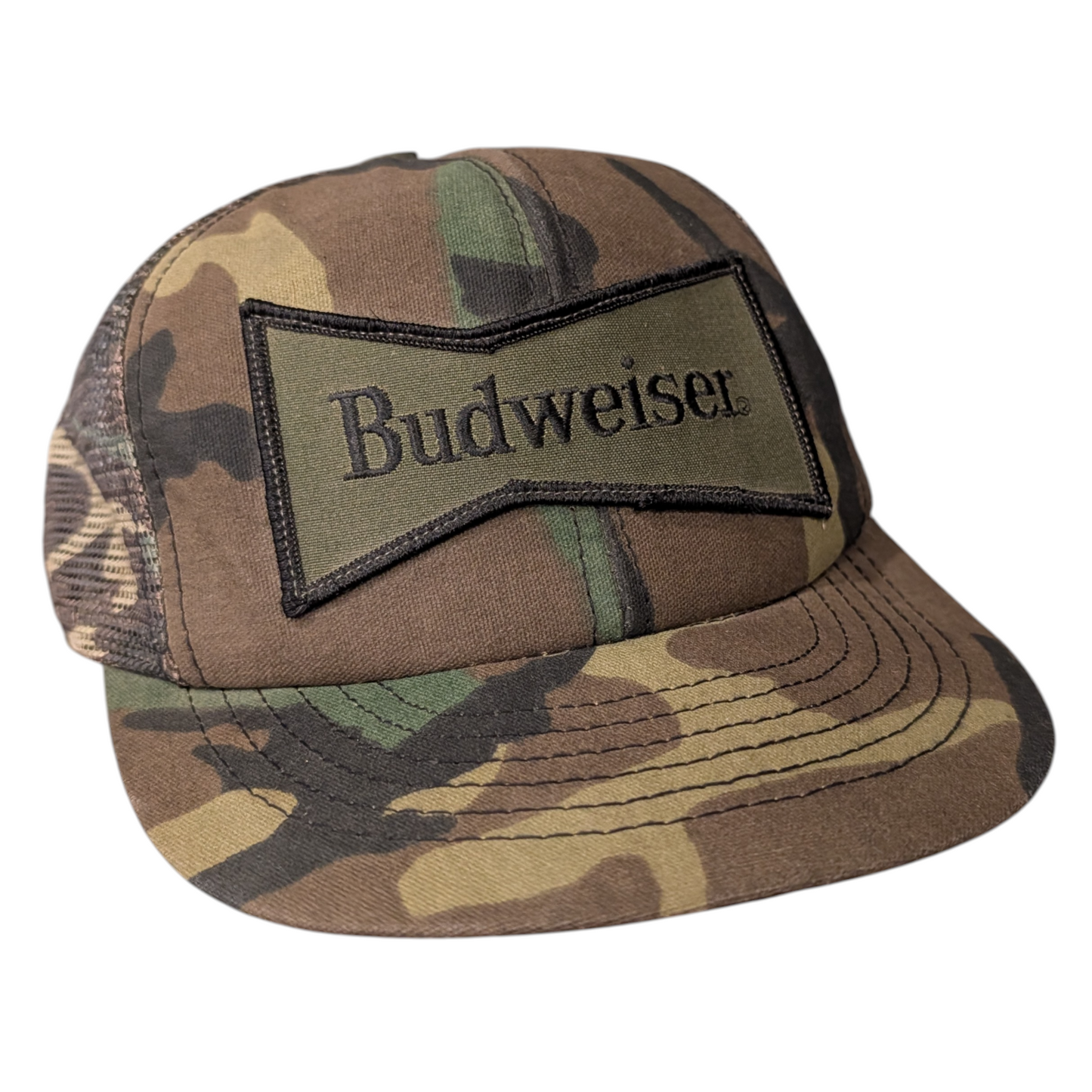 80's Camouflage Budweiser Trucker Snapback Hat